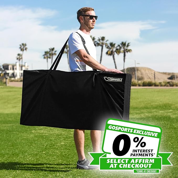 GoSports Regulation Size Wooden Cornhole Set with Natural Wood Finish - Includes Carrying Case