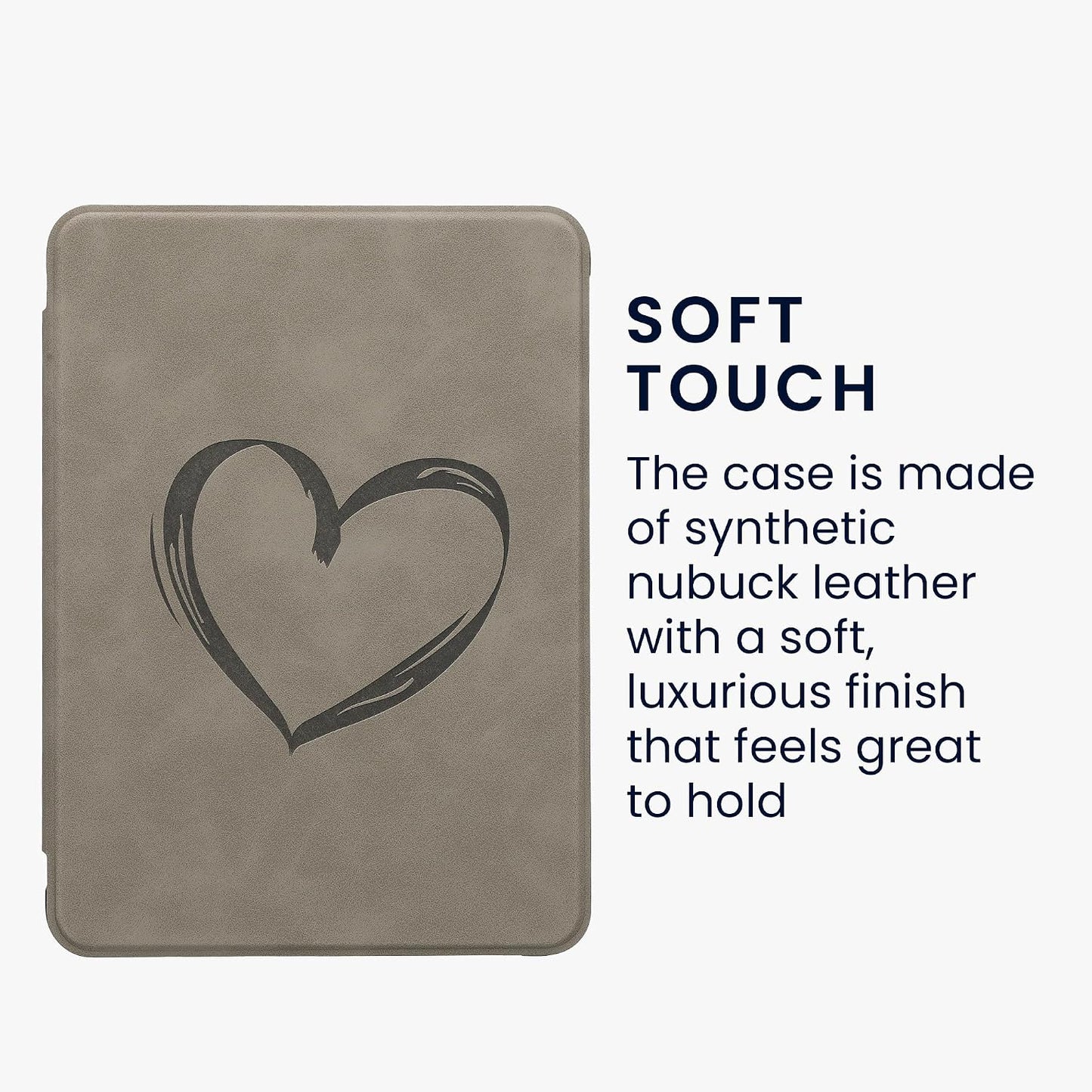 kwmobile (2024)/Colorsoft Cover Compatible with Amazon Kindle Paperwhite Cover - eReader Case - Brushed Heart Grey