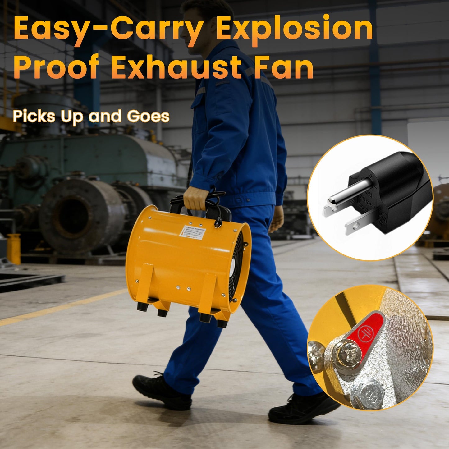 dreamdragon 12 Inch Explosion Proof Fan, 3450 RPM Industrial Ventilator with 550W Motor, 110V 60Hz, for Hazardous Locations, Paint Booths & Chemical Plants