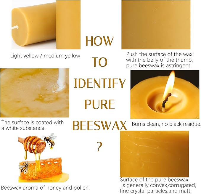 Natural Beeswax Candles 4 Packs, Beeswax Pillar Candles with 140 Hours Burn Time, Organic Emergency Candle Long Burning for Home Room, Smokeless & Dripless, 2x4 inch