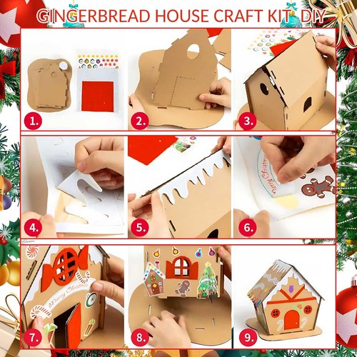 JeVenis Gingerbread House Craft Kit - DIY 3D House Building Set for Kids | Perfect Christmas Decoration