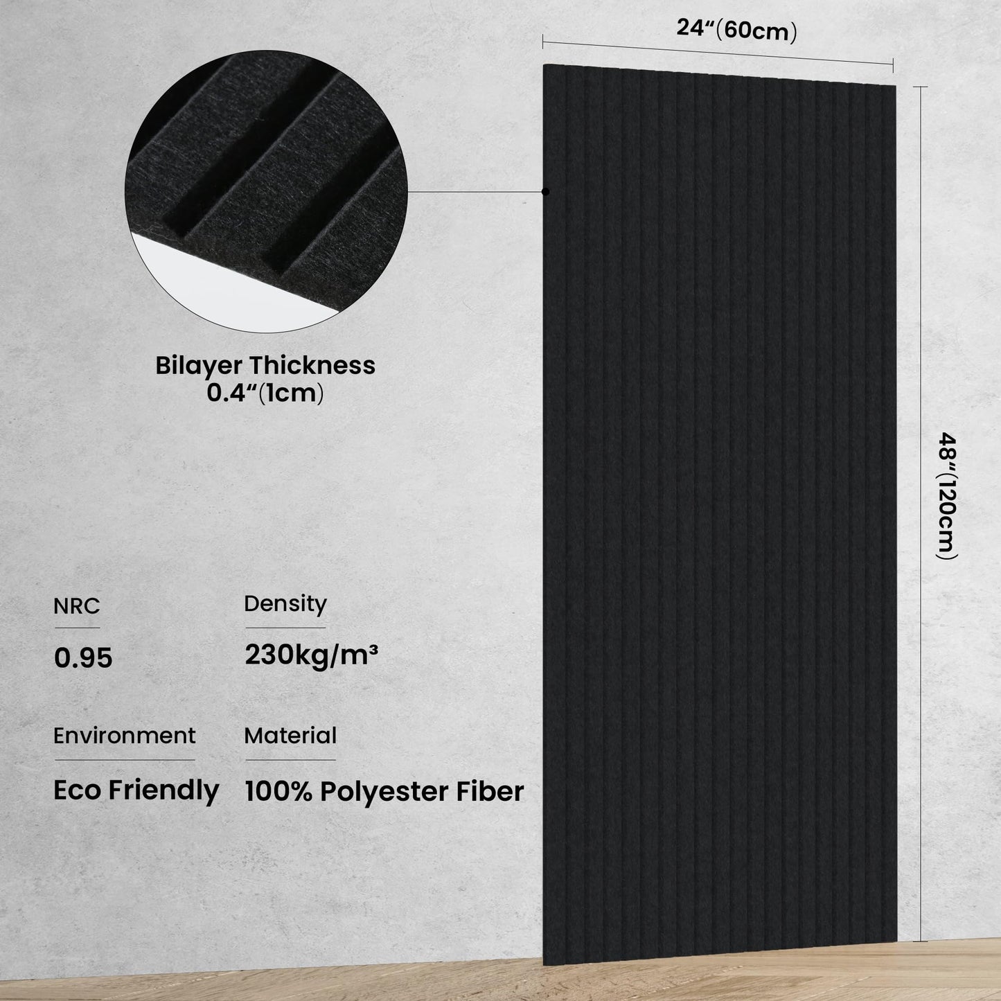 10 Pack Large Acoustic Panels,47.2 x 23.6 x 0.35 Inch Sound Proof Foam Panels for Walls，Premium Noise Dampening Panels,Sound Panels for Media Room, Office and Studio,Black