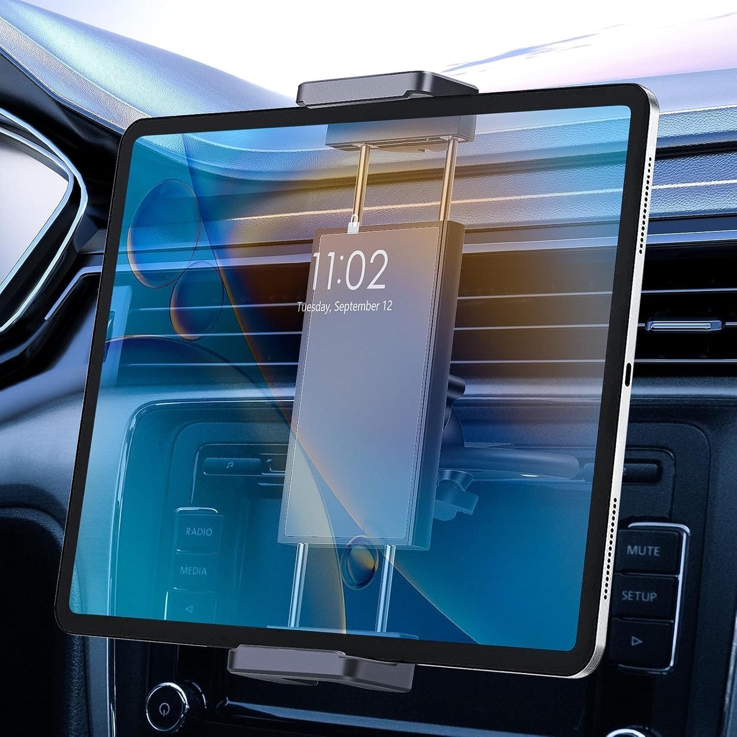 EEEKit 2 1 360 4-11in in CD Slot Tablet Car Mount, Universal Rotation CD Player Car Phone Holder for Devices, Black