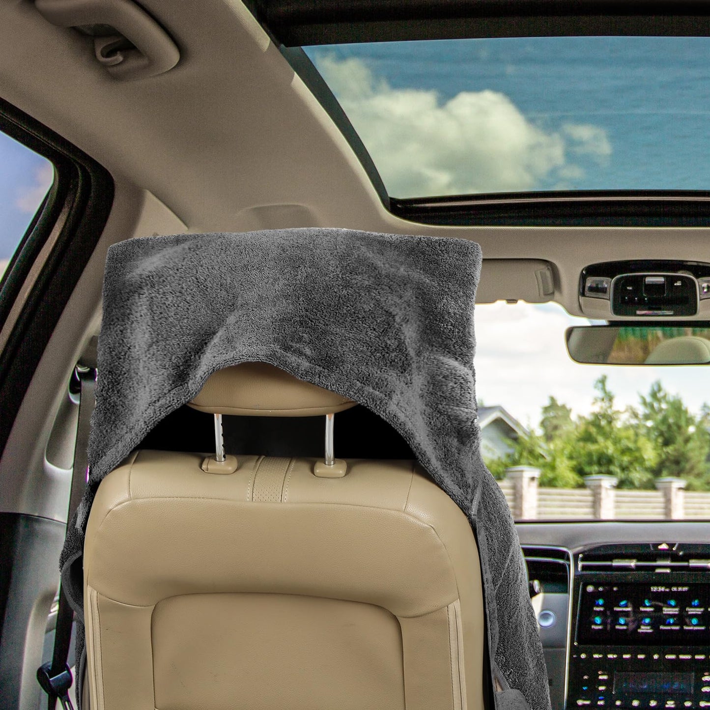 Peryiter 1 Pcs Car Seat Towel Cover 100% Cotton Athletic Running Towel Full-Sized Seat Workout Sweat Non Slip Washable Cover Gift Christmas Car for Man Workout Outdoor Sport Activities (Rectangular)