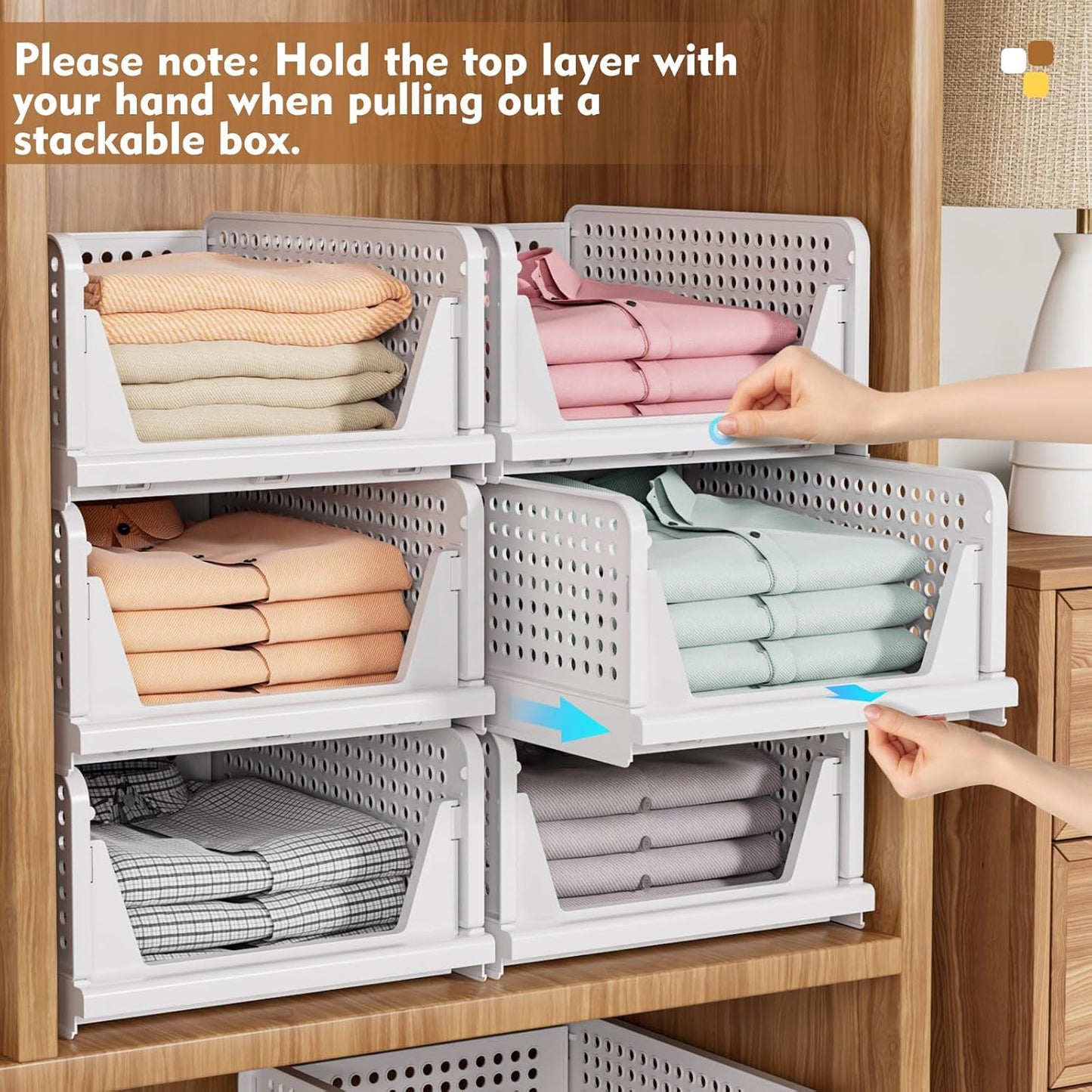 SNSLXH Stackable Closet Organizer Box - Multifunctional & Foldable Storage Basket for Bathroom, Kitchen, Laundry | Green, 5 Pack