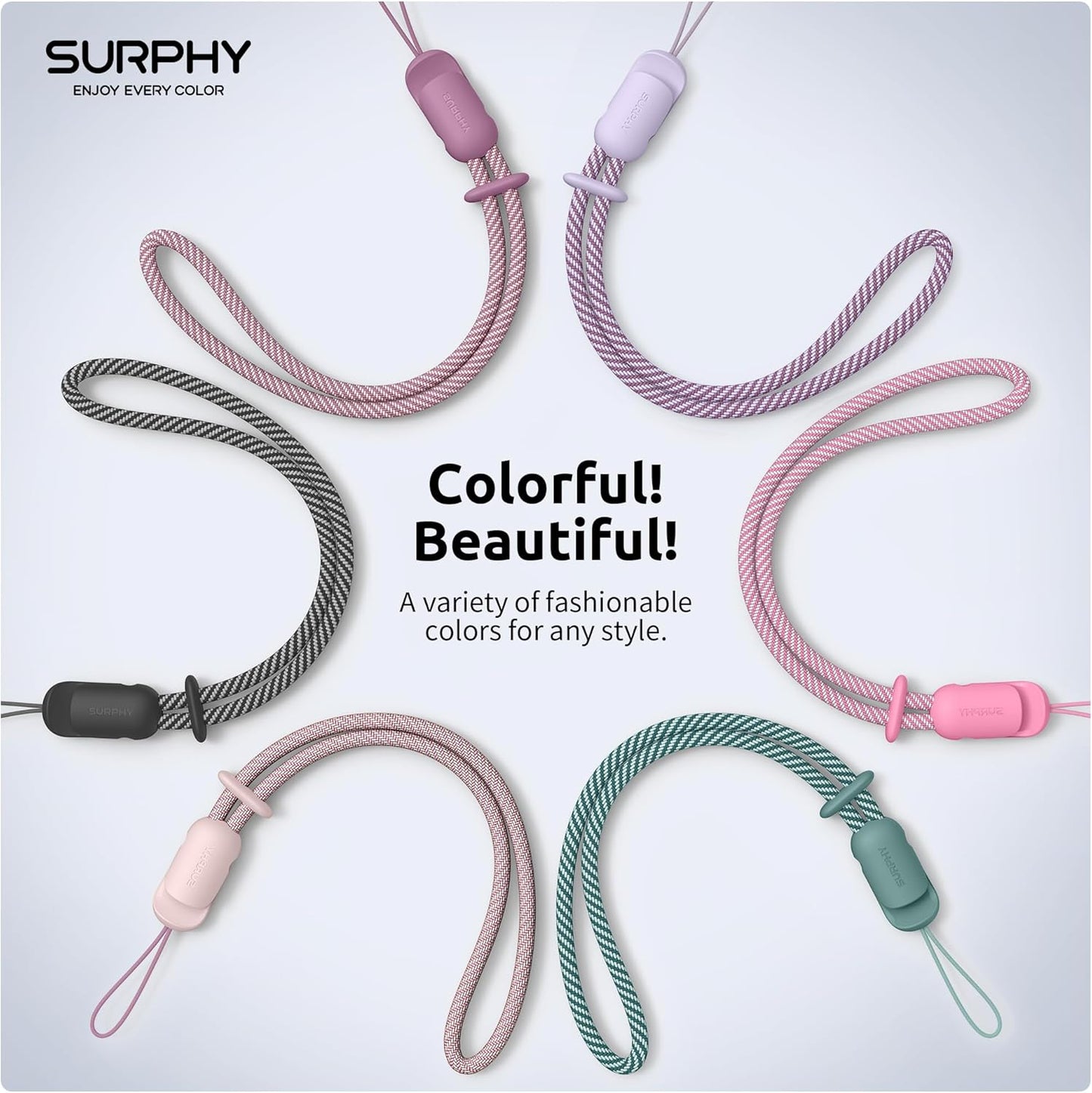 3 Pack 2-Color SURPHY Phone Wrist Strap with CellPhone Tether Tab, Cellphone Lanyard, Phone Strap with Braided, Wrist