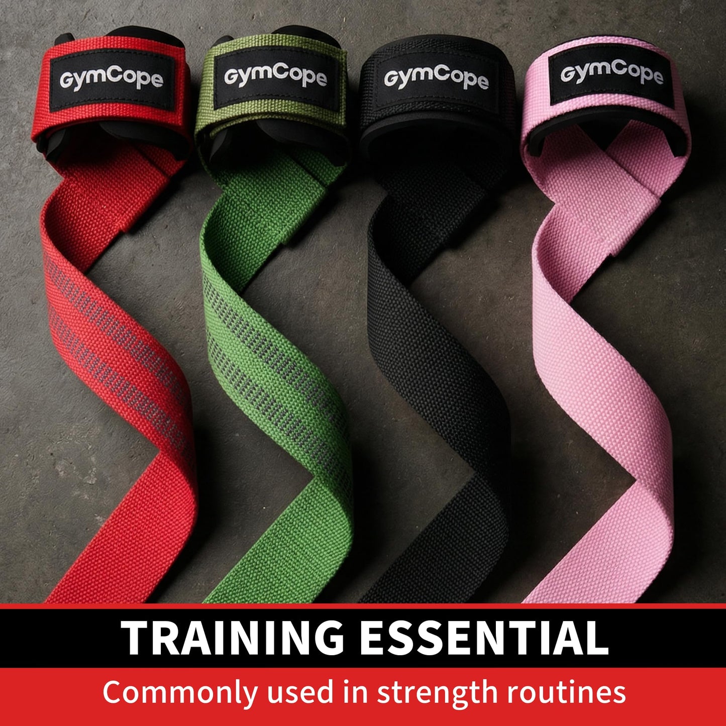 GymCope Lifting Wrist Straps for Weightlifting, Heavy Duty Wrist Straps for Deadlifts, Powerlifting, Bodybuilding and Strength Training, Secure Grip Support for Men Women, 1 Pair Black