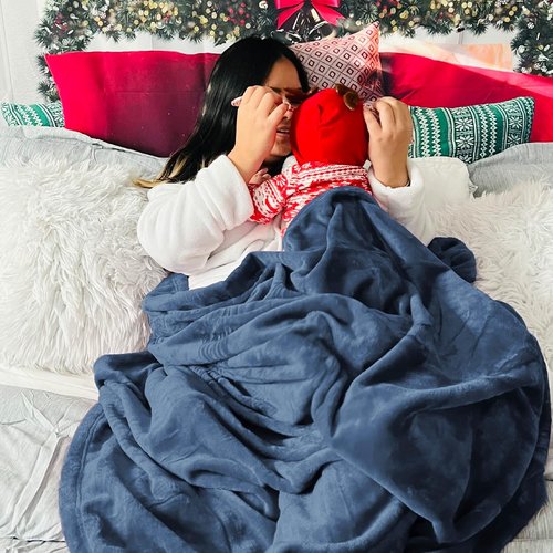 Bedsure GentleSoft Fleece Throw Blanket - XL Mineral Blue 300GSM Plush & Cozy for Bed, Sofa, Travel | 50x70 Inches