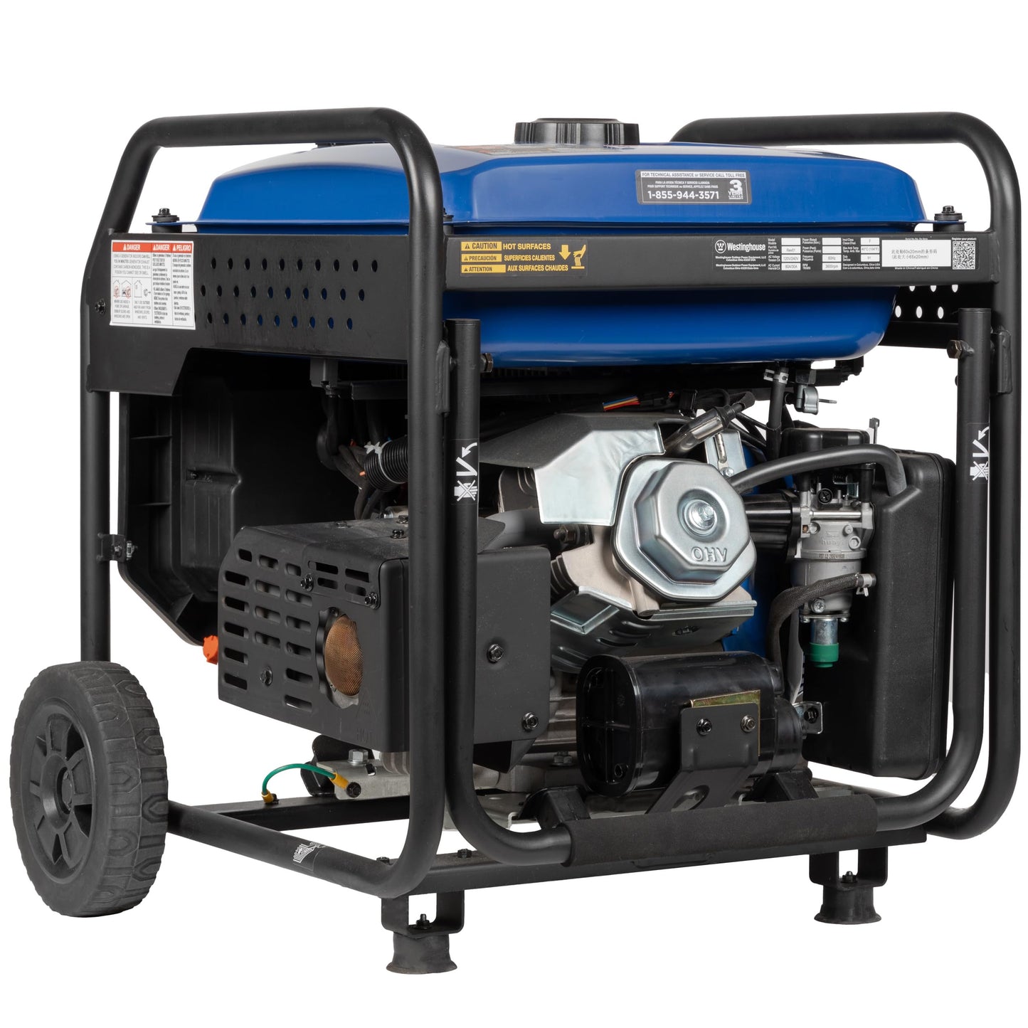 Westinghouse 10000 Peak Watt Portable Open Frame Inverter Generator, Remote Electric Start with Auto Choke, Transfer Switch Ready, Gas Powered, CO Sensor