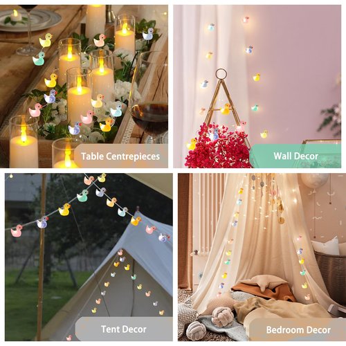 FLAVCHARM Mini Ducks String Lights USB Plug-in or Battery Operated Remote Timer 10ft 40LEDs Tiny Fairy Light for DIY Dollhouse Decor Micro Landscape Aquarium Craft Charms Birthday Gift Party Favor