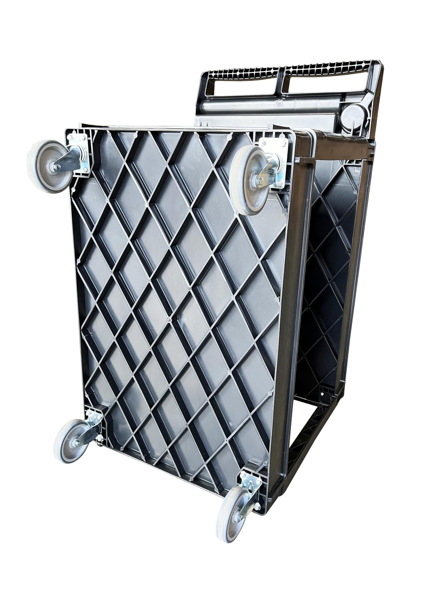 Plastic Utility Cart, 45-1/2" L x 25-1/2" W with Handle 2 Shelves, 550lb Cap. Heavy Duty 2 Swivel 2 Rigid Wheels, Large Lipped Shelf, Ergonomic Storage Handle for Warehouse/Garage/Cleaning