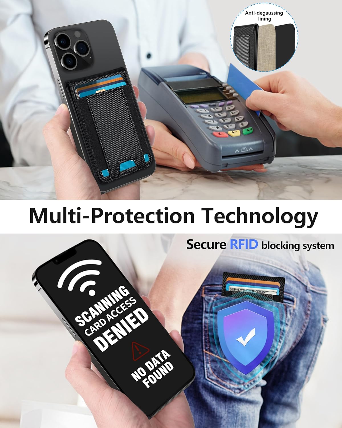 2-in-1 17/16/15/14 Max/14 Pro/14/14 Plus/13/12 9 ExtreLife Magsafe Wallet, Adjustable Stand and Open ID Window