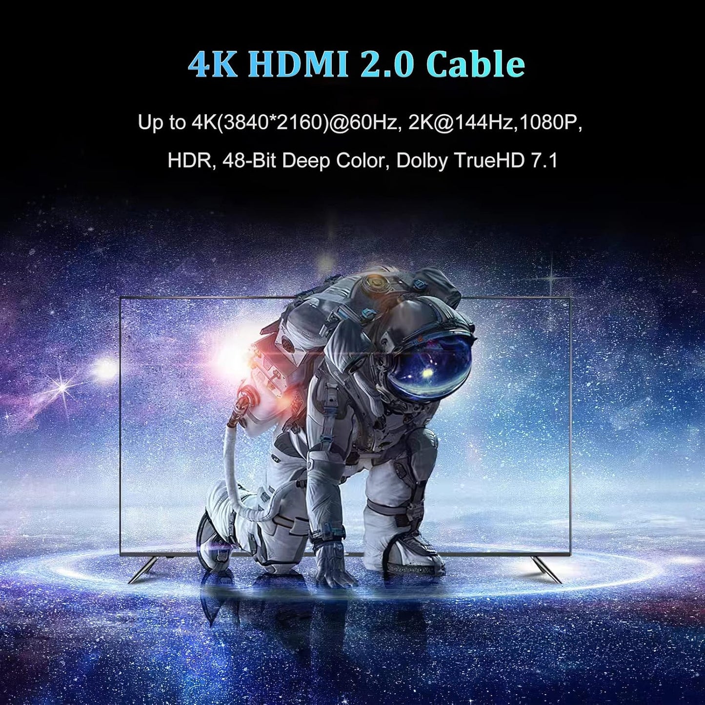4K 6FT 5-Pack, 6 2.0 4K@60Hz, 2K, 1080P, 2.2, 3D, HDMI Cable High Speed HDMI to HDMI Cable Foot HDMI Cord Supports HDCP
