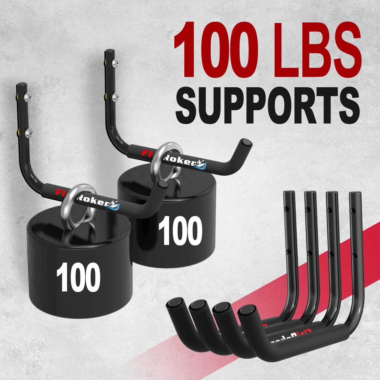FitiRoker Kayak Storage Rack – 100LB Wall Mounted Kayak Hook with EVA Padding | Kayak Wall Mount & Kayak Rack for Garage | Garage Storage Hooks for Canoes, Paddle Boards, Ladders, Bikes (Round Tube)