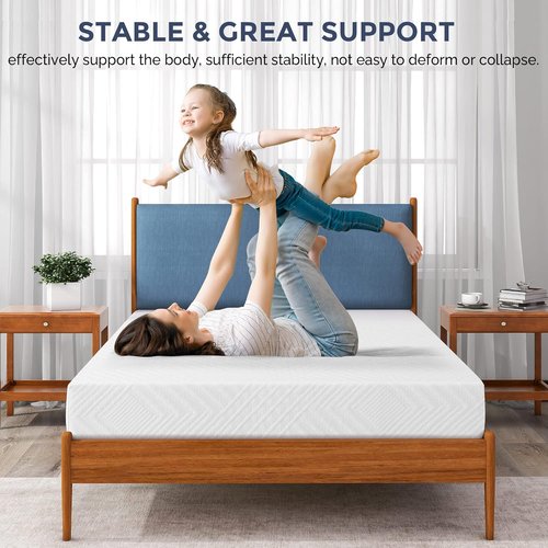 Green Tea Gel Infused Twin Memory Foam Mattress - 8-Inch Medium-Firm for Cool Sleep & Pressure Relief | CertiPUR-US Certified