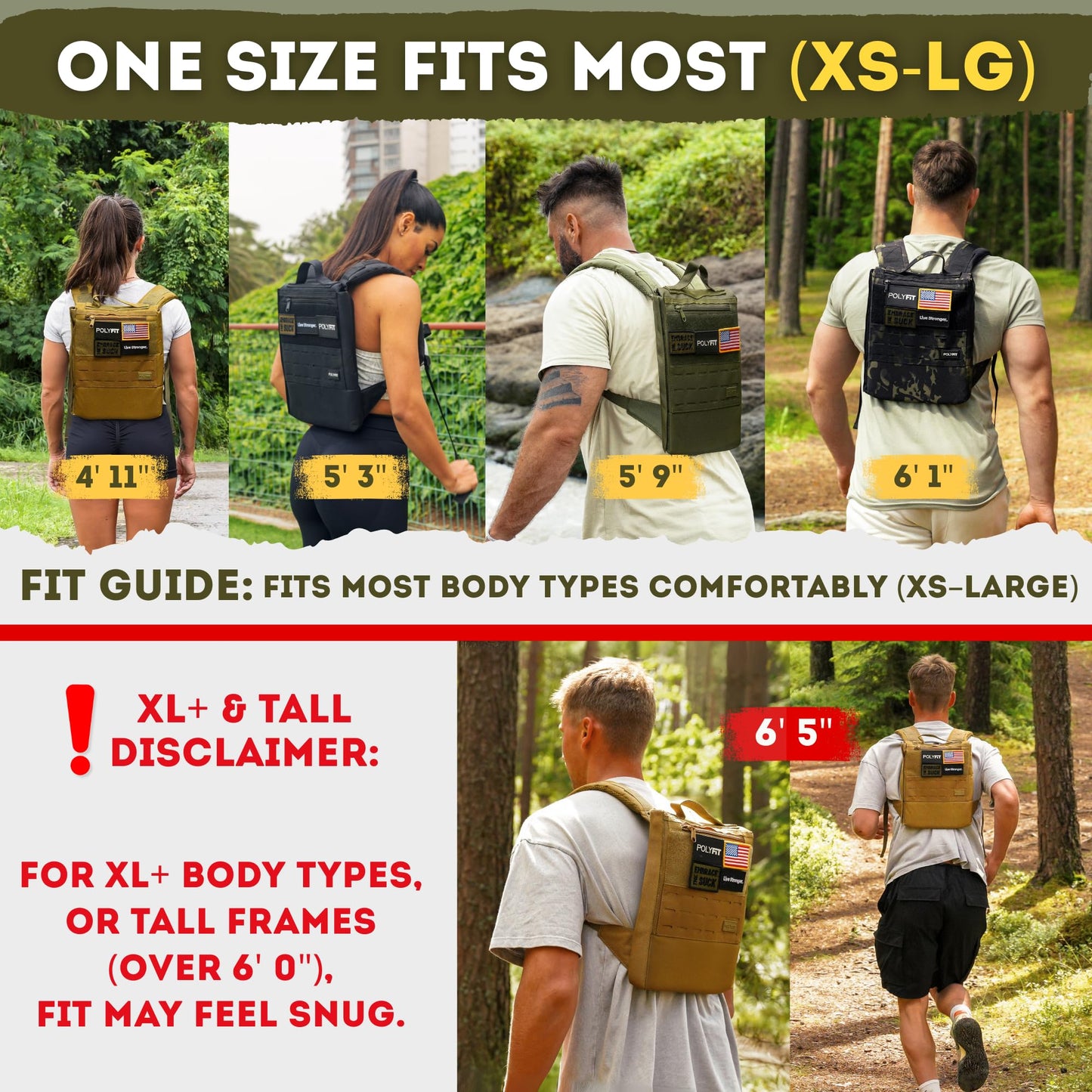 Polyfit Rucking Backpack 2.0 - Weighted Ruck Pack for Weight Plates - Patent Pending Side-Loading Rucksack for Walking, Running, Rucking, Strength and Endurance Training - Green