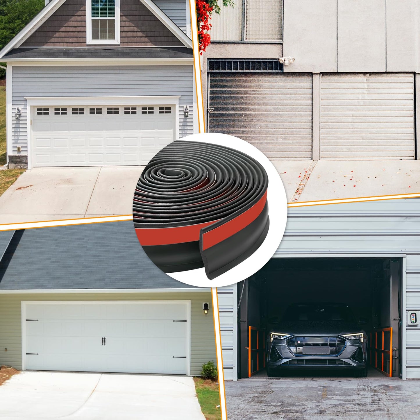 Universal Garage Door Threshold Seals Bottom Rubber Replacement, weatherproofing Garage Door Weather Stripping with Nails (20ft)