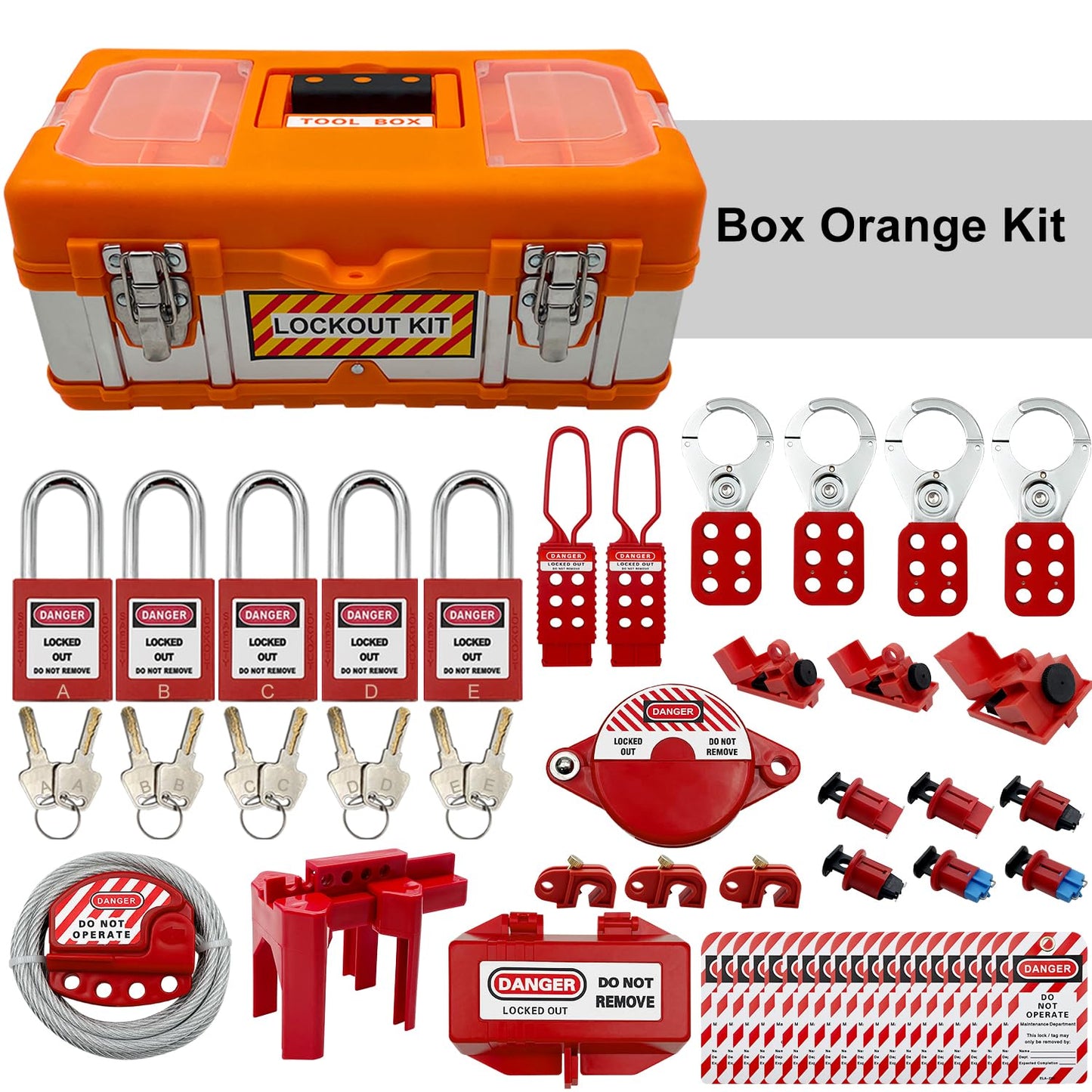 SAFBY 2-in-1 Lockout Tagout (Loto) Kits–Complete OSHA Safety Group Lock Out Hasps, Tag Out Clamp-On Circuit Breaker Lockout for Universal Multi- Pole Breaker Electrical Kits Station (2 Kits in 1)