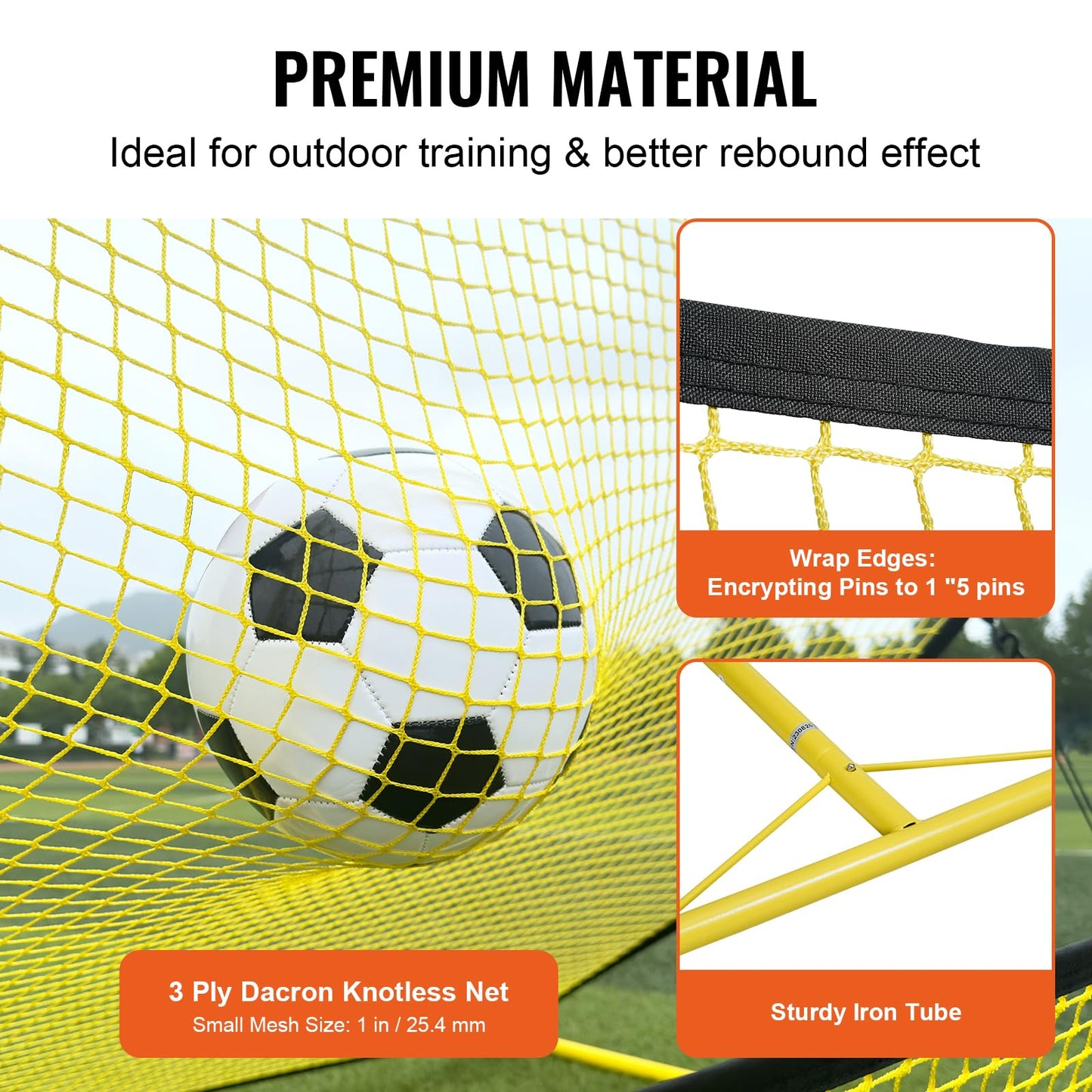 VEVOR Soccer Trainer, 2-in-1 Portable Soccer Rebounder Net, 71"x40" Iron Soccer Practice Equipment, Sports Football Rebounder Wall with Portable Bag, Perfect for Team Solo Training, Passing, Volley