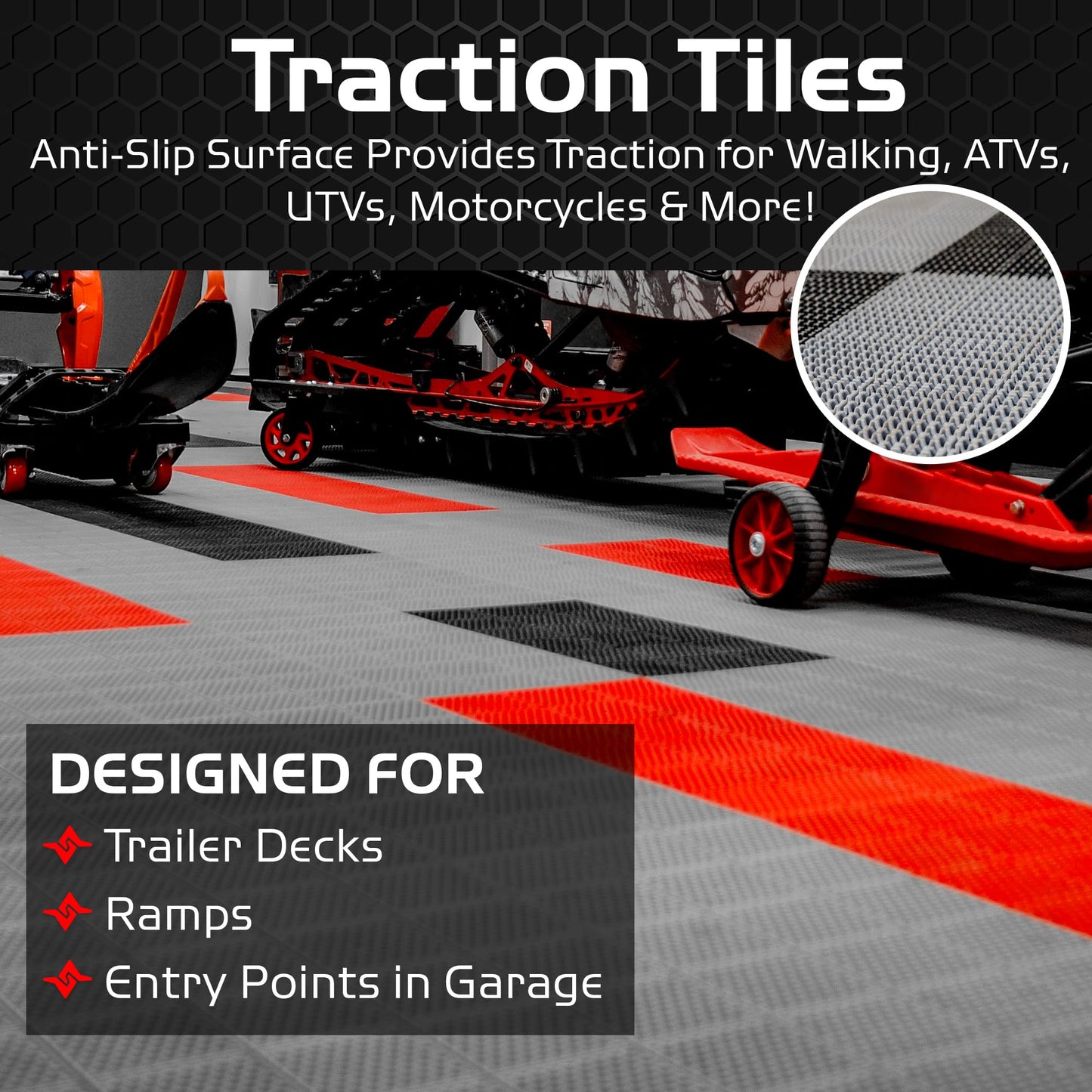 Caliber ProTech XT Garage Flooring, Trailer Flooring, Interlocking Traction Tiles, 9” x 18”, Grey, 24-Pack
