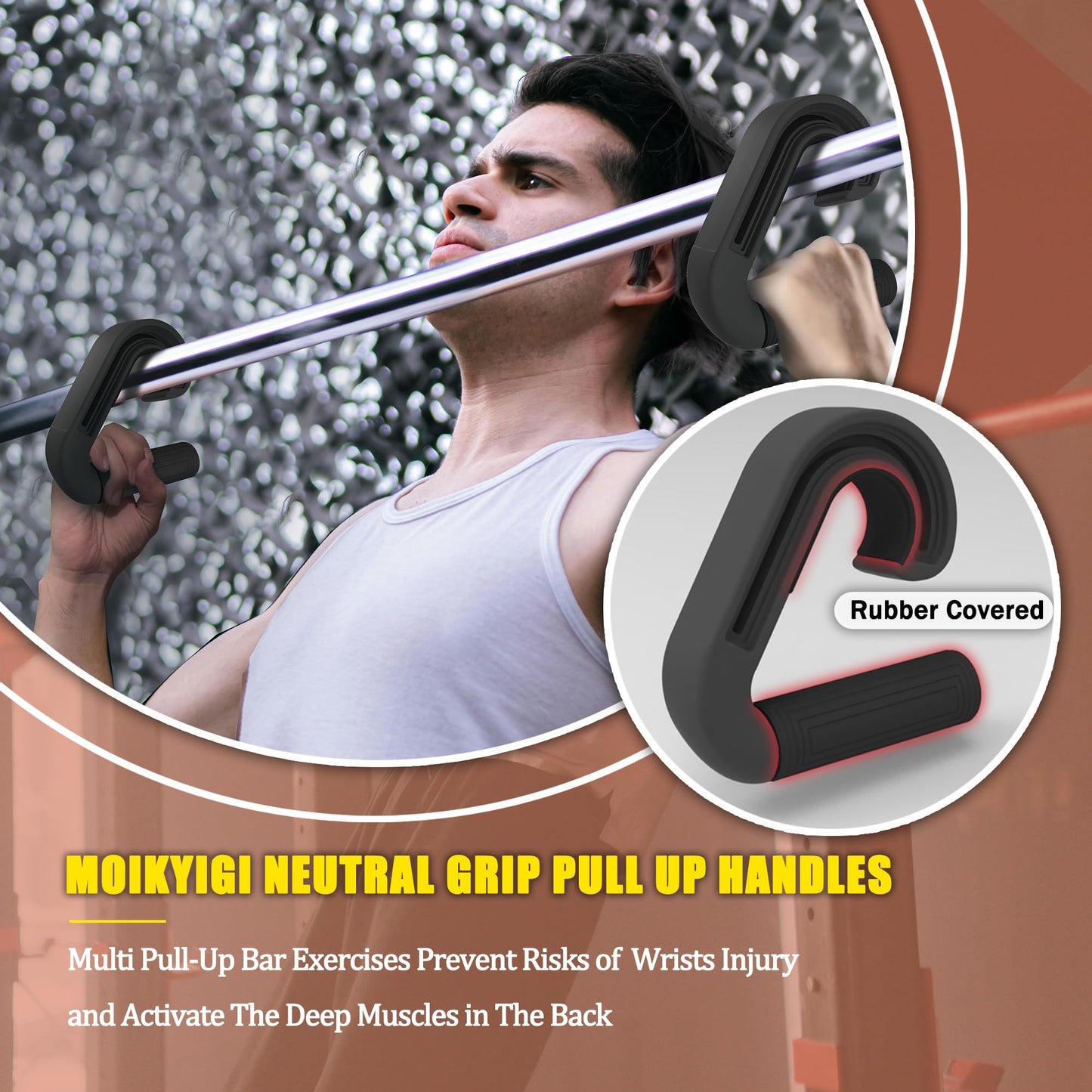 Neutral Grip Handles for Pull Up: Ergonomic Portable Hooks for Barbell Row Deadlift Resistant Bands for Home Gym Fitness Enthusiasts (Black)