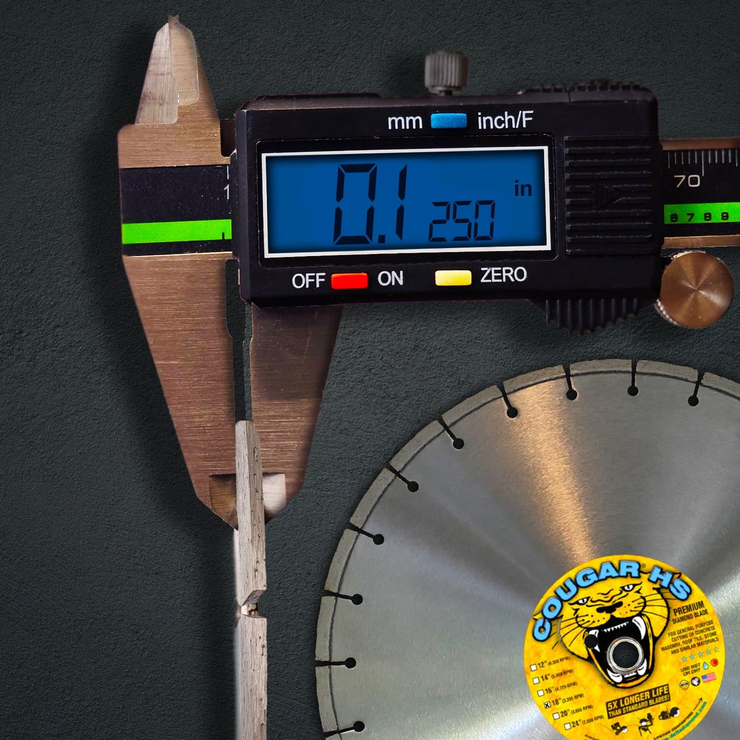 Cougar HS 18 Inch Diamond Concrete Saw Blade, Premium General Purpose Segmented Blade, Dry/Wet Cutting Concrete, Masonry, Brick, & Block 1" Arbor