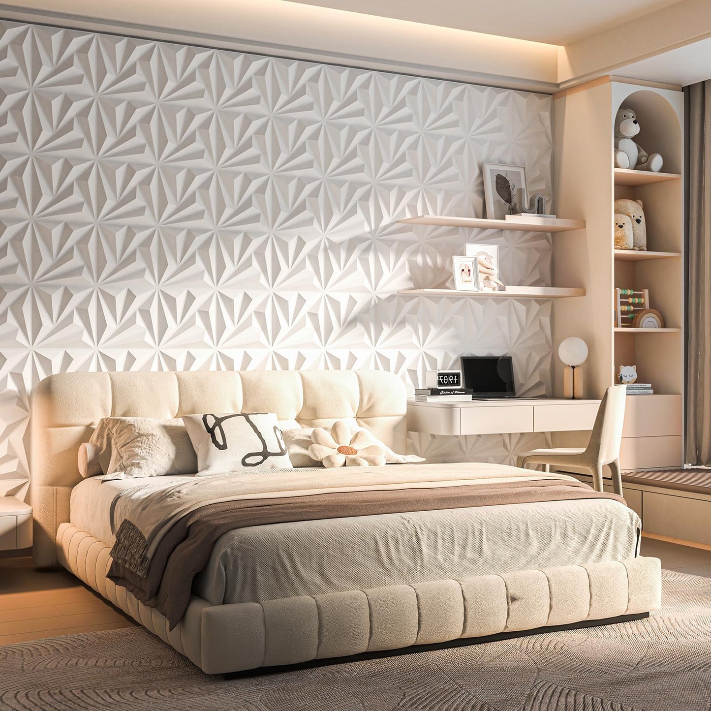 Art3d 20 Pack Decorative 3D Wall Panels, 19 Sq.feet PVC Interior Wall Décor, 11.8"x11.8", White