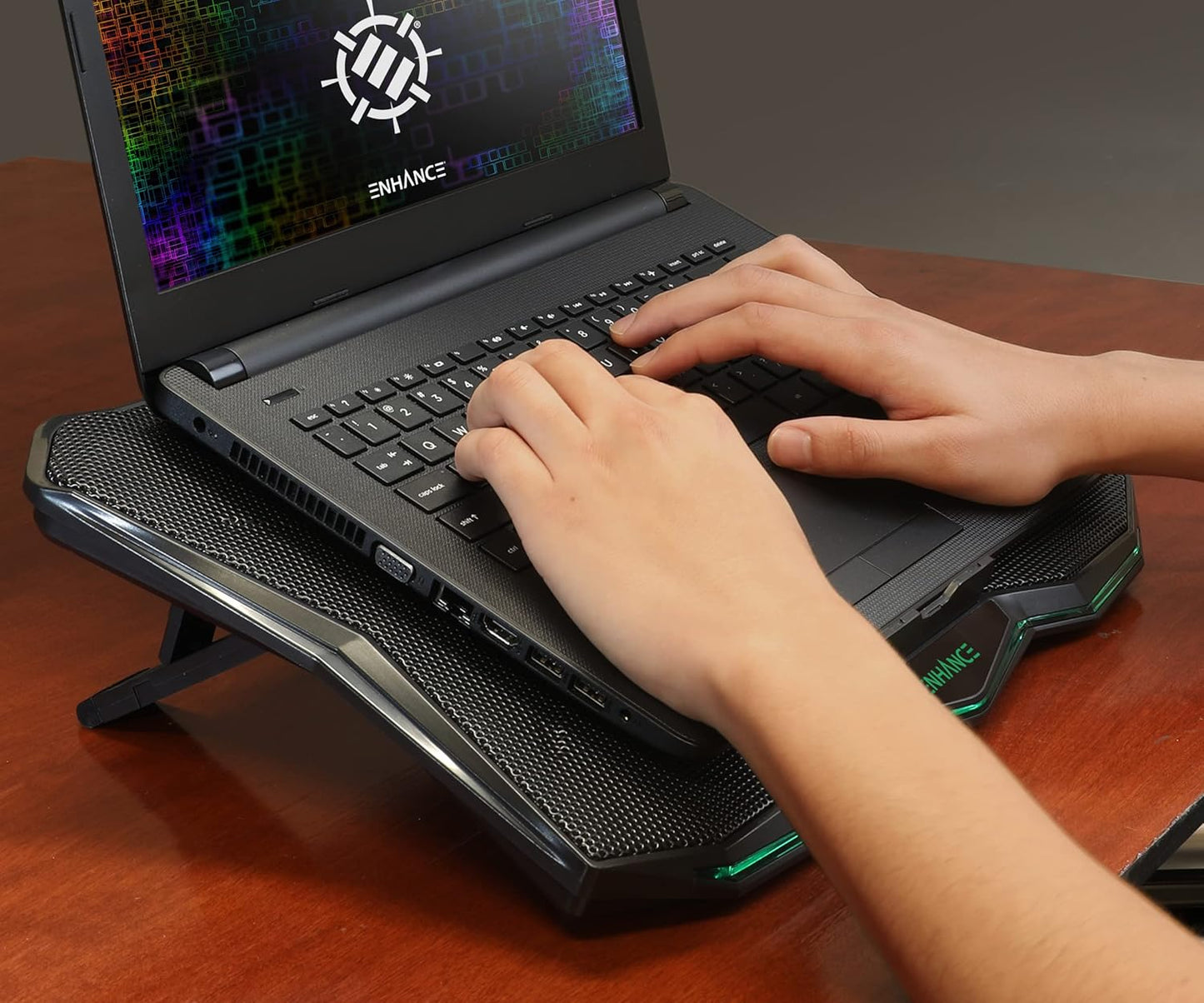 ENHANCE 5 7 Settings 17 inches 1 800 Cryogen Gaming Laptop Cooling Pad Stand - Laptop Cooler with Adjustable Height