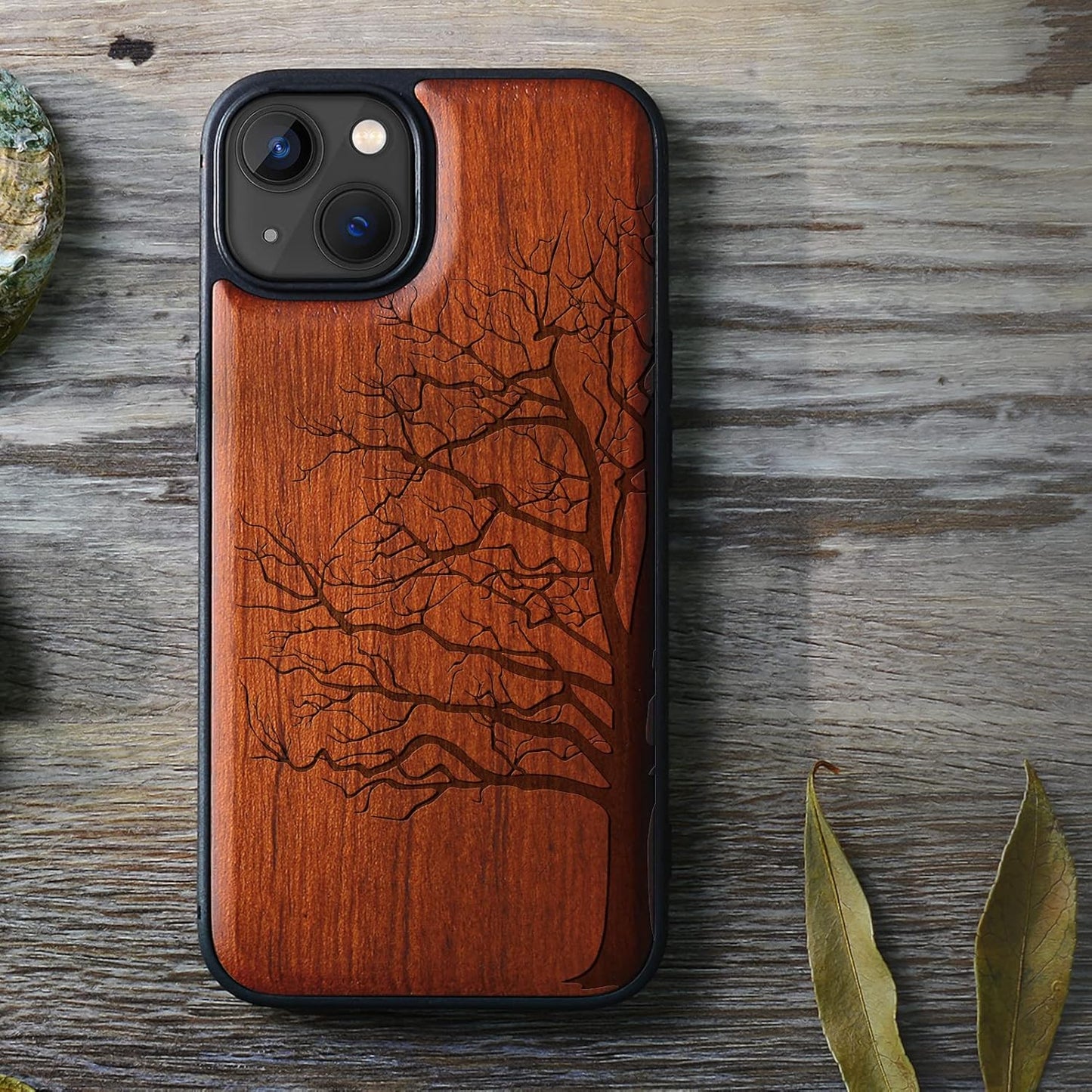 Carveit 13 Magnetic Wood Case for iPhone Case [Hard Real Wood & Soft TPU] Unique & Classy Wooden Shockproof Hybrid