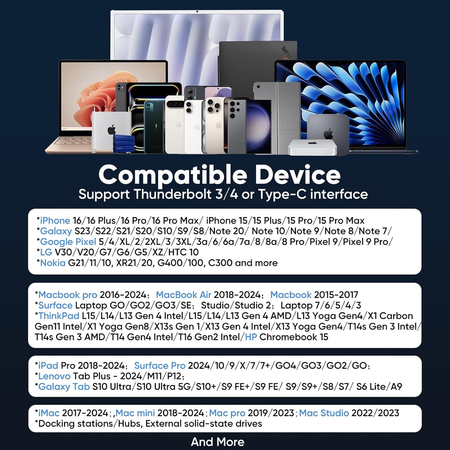 4 10ft, USB4 40Gbps 8K@60Hz/4K@120Hz 240W 4/3 USB Cable High Speed Data Transfer, Display Charging USB C Data Cables