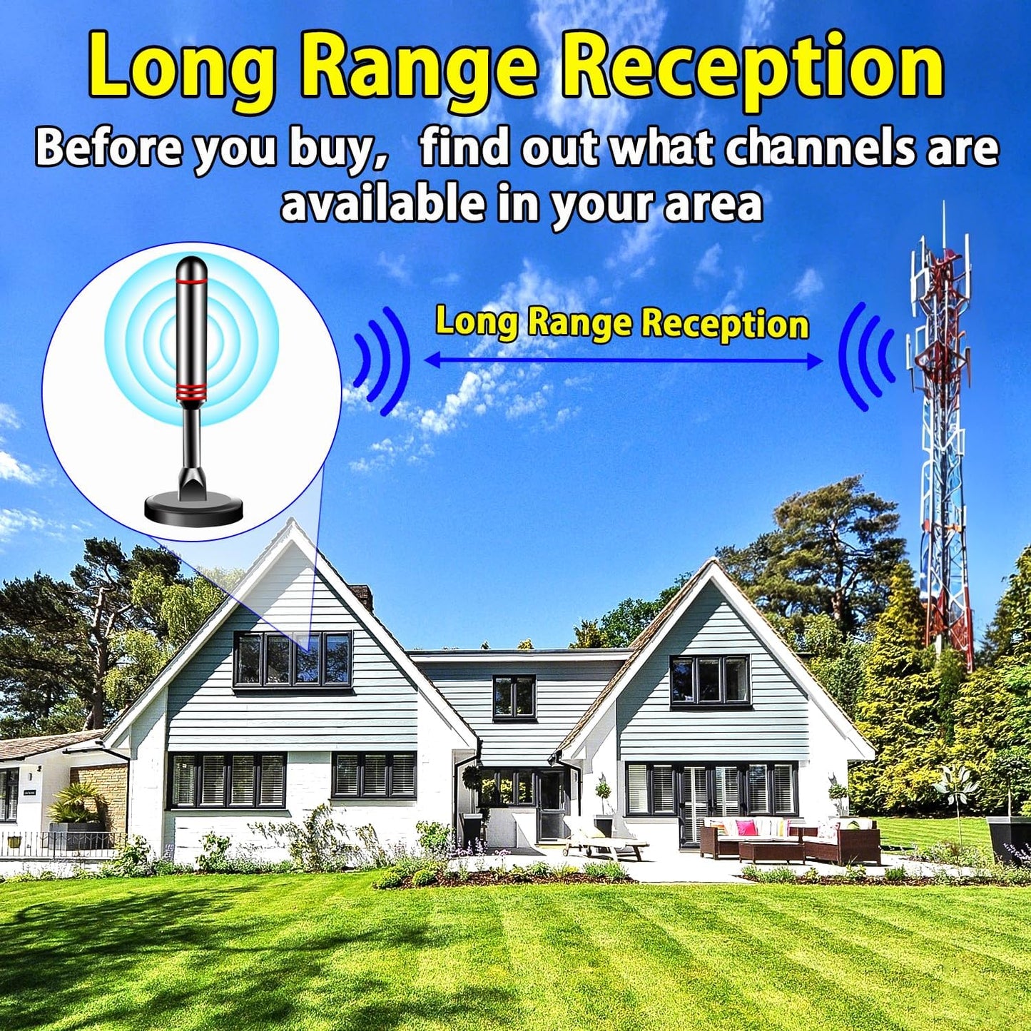 Generic 4K 1080p TV Antenna Indoor Antenna for Smart TV for Long Range Reception and All Smart TVs HD Digital Antenna