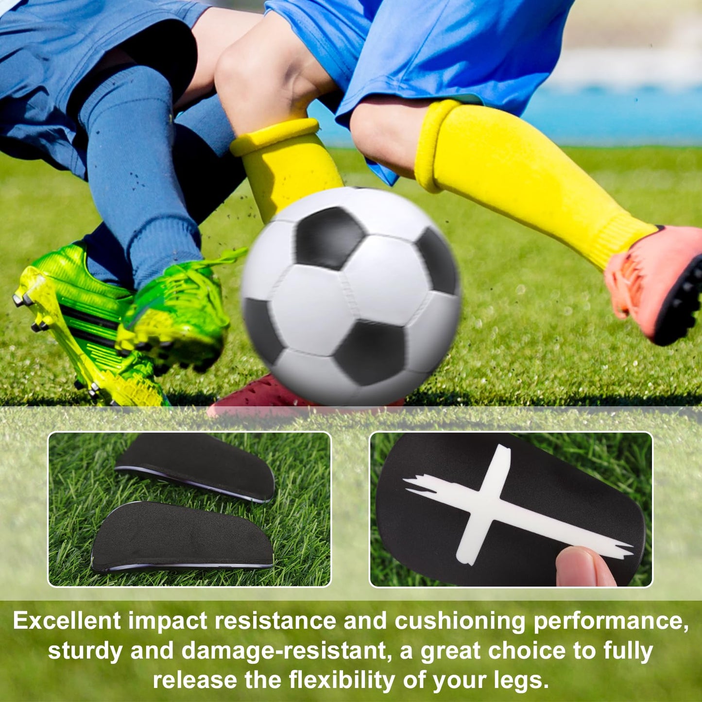 NQEUEPN 2 Pairs Mini Soccer Shin Guards, 3.15x1.97 Inch Black & White Cross Shin Guards Extra Mini Shin Pads Protective Equipment Shin Guards for Teenagers Adults Boys Girls