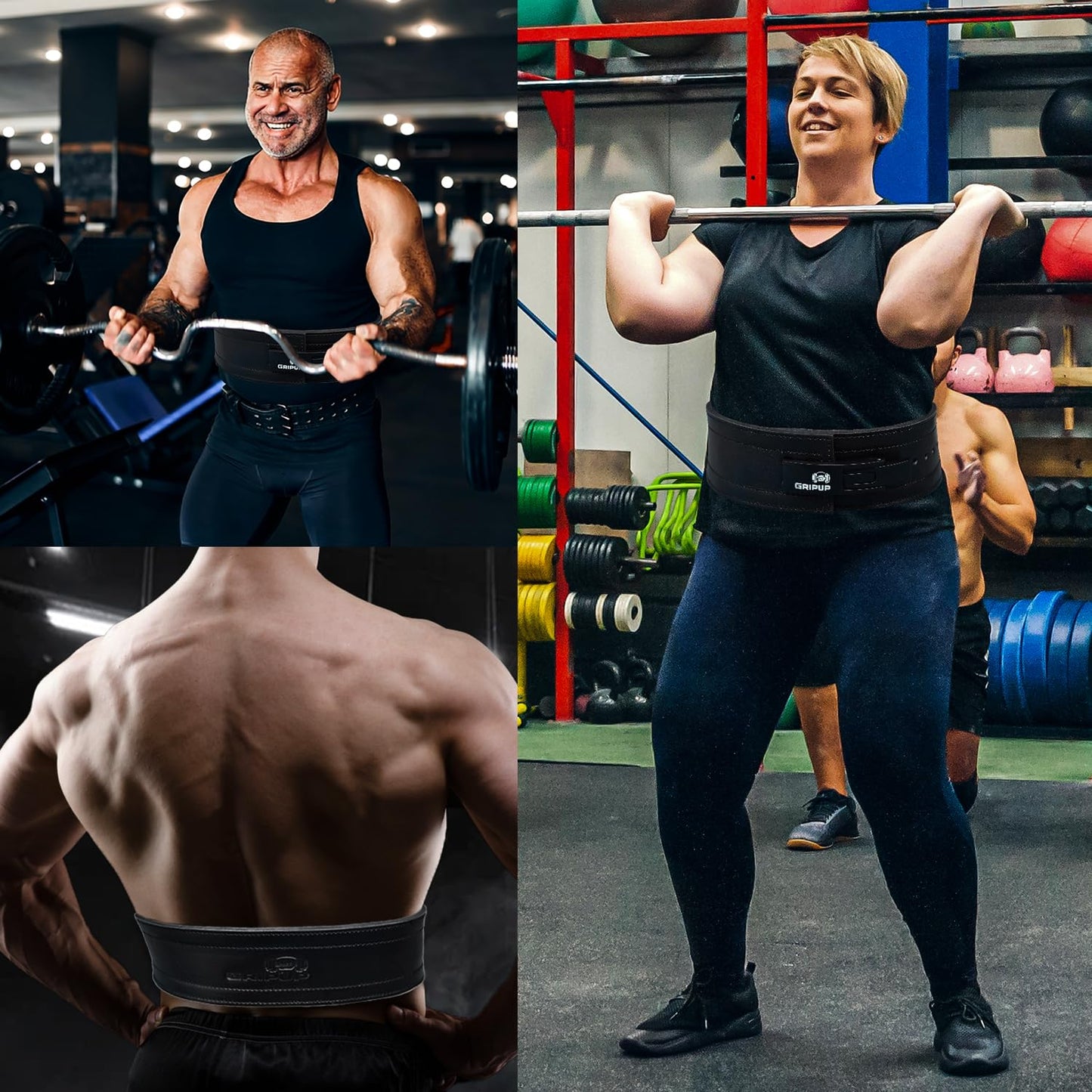 GripUp 10mm Powerlifting Belt – Genuine Leather 4" Weight lifting Belt with Heavy Duty Lever Buckle for Squats, Deadlifts, Gym, Fitness, Bodybuilding – Lumbar Back Support for Men & Women (Black, Small)