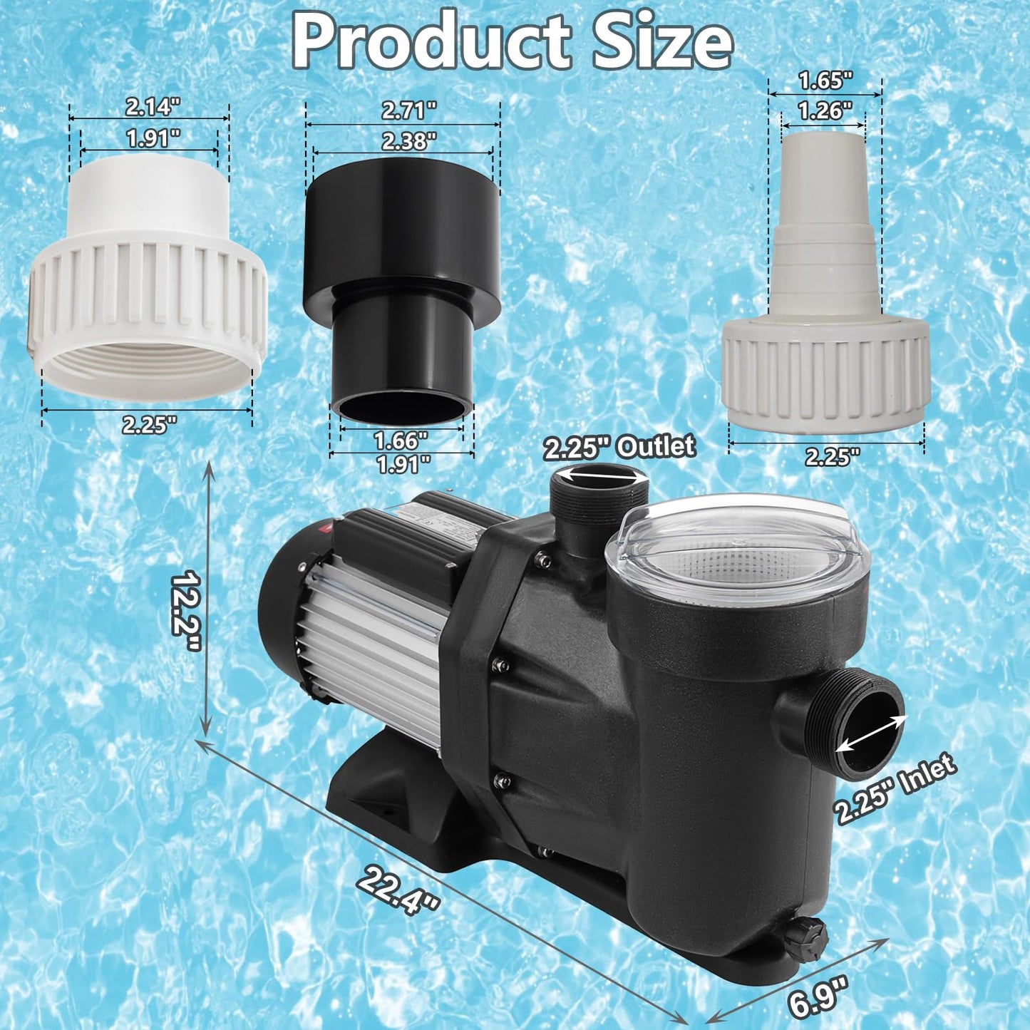 Hxgexin Swimming Pool Pump 2.5HP, 8880 GPH Flow Rate Pool Pump,1850W In/Above Ground Pool Pumps Self Priming Pump 110V for Residential/Commercial Pools, Spas and Hot Tubs, Landscape Fountains