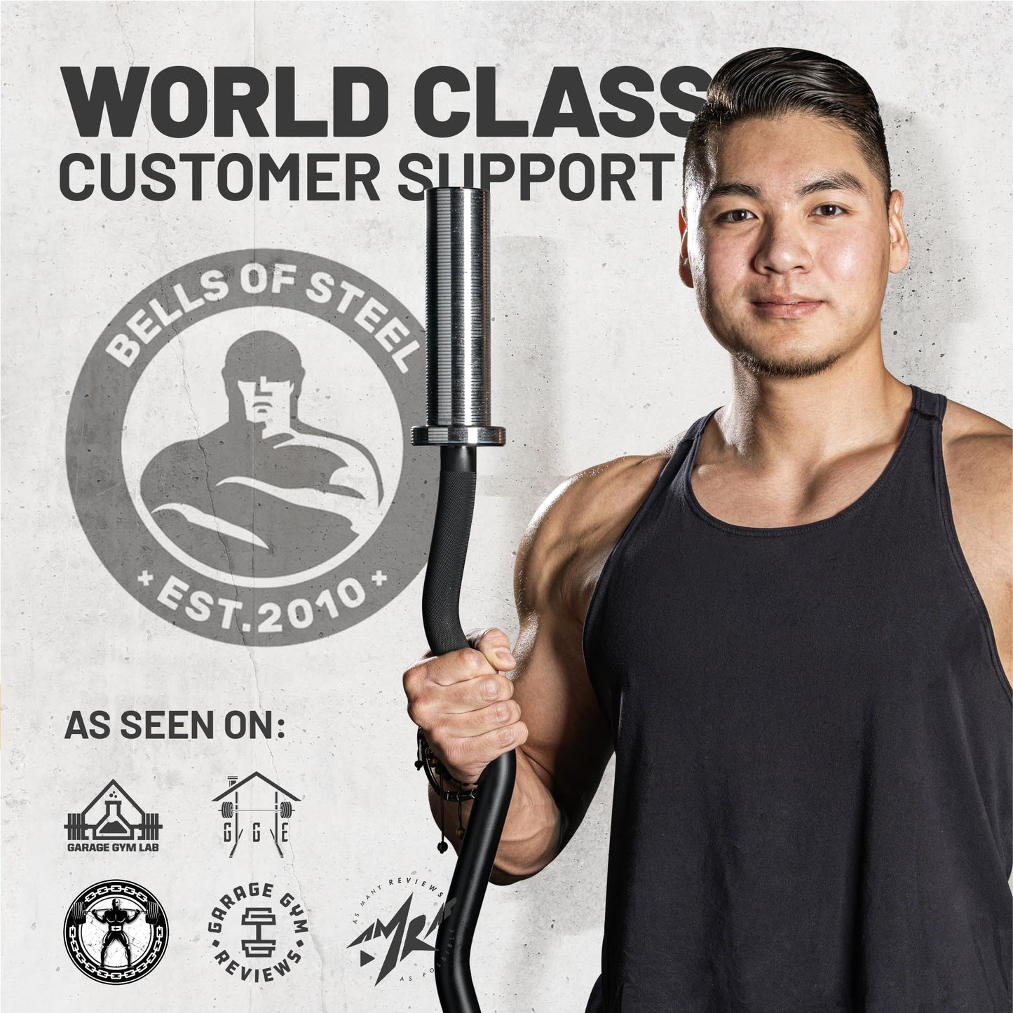 EZ Curl Bar [Bells of Steel] EZ Bar Olympic Curl Barbell for Bicep, Tricep Workouts, 2-Inch Curling Barbell with Angled Grips for Home Gym, 500lb Weight Capacity