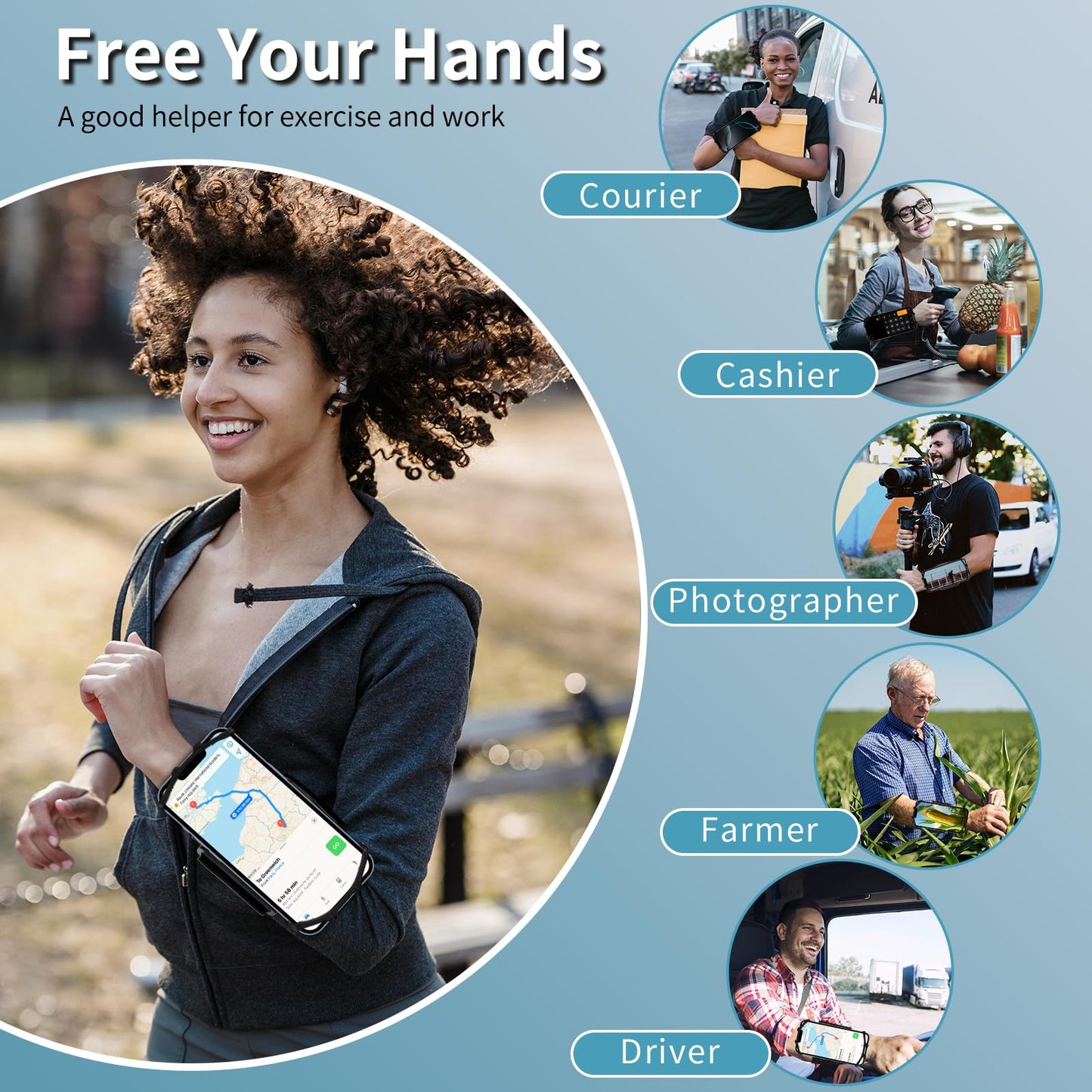 Wristband Phone Holder for Running,【360° Rotatable & Upgrade Anti-Drop】 Suitable for Mobile Phones（Fits All 4-6.5 Inch）, scanners, Portable Computers, and PDAs(Green)