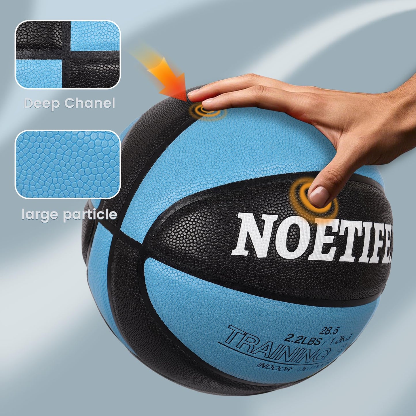 Noetifex Weighted Heavy Basketball 3LBS/2.2LBS 29.5"/28.8" Training Equipment for Indoor & Outdoor – Improve Dribbling, Passing, Handling & Rebounding Skills Weighted Training Basketball (Deflated)