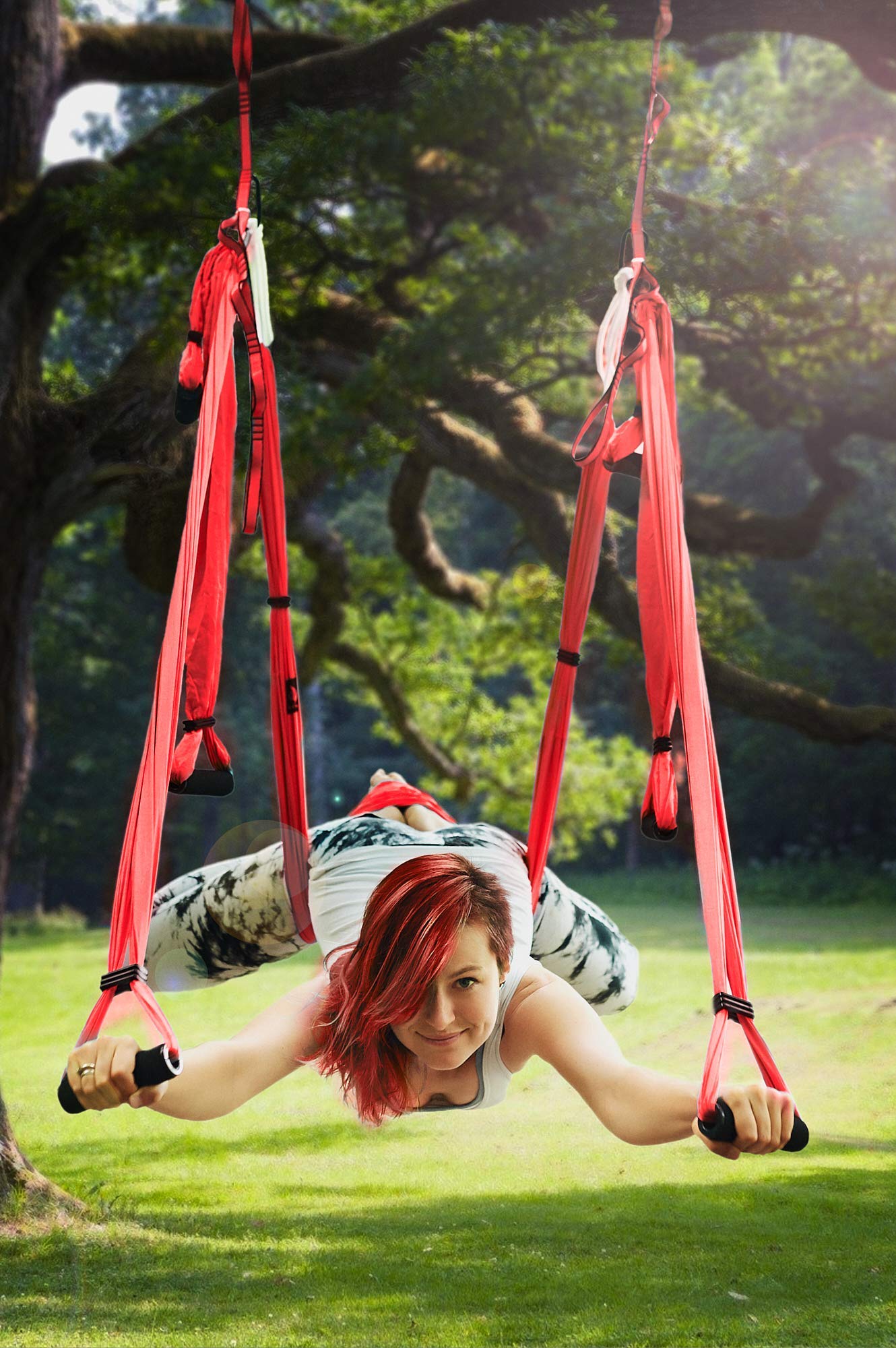 Yoga4You Aerial Yoga Swing Set - Yoga Hammock Hanging Swing - Aerial Sling Inversion Fly Kit - AcroYoga Inversion Tool - Antigravity Yoga Sling - Suspension Trapeze (Coral)