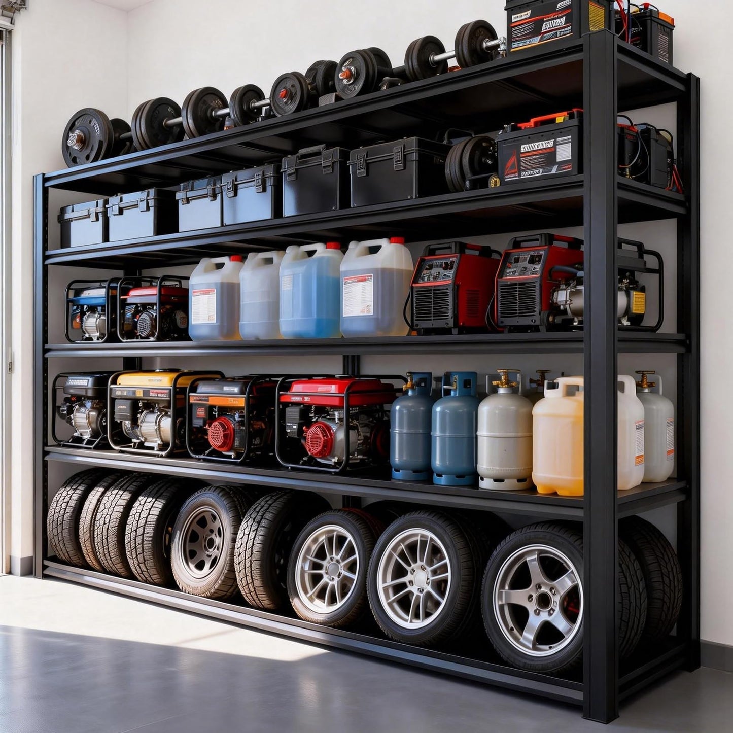 KLRFUA 5-Tier Garage Shelving Unit | Adjustable Garage Shelves, Storage Racks, 3,600-Pound Capacity, Dimensions: 84H x 61.88W x 23.88D, Metal Store Shelving, for Garage Storage (5T-84H*61.88W*23.88D)