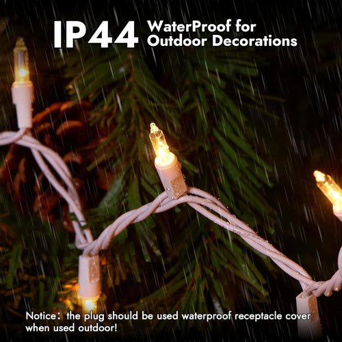 Dirnun Christmas Lights - 100 Count Clear White Incandescent String Lights | UL Certified for Indoor & Outdoor Use