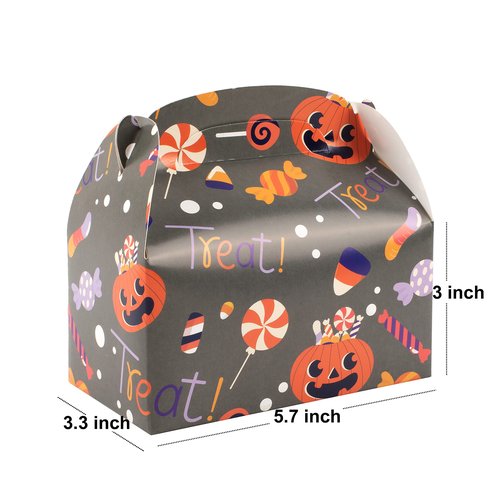 JOYIN 24 Pcs Halloween Candy Boxes with Repetitive Patterns, Kids Halloween Goodie Gable Boxes for Trick-or-Treating, Halloween Party Favors, Halloween Snacks, Event Party Supplies