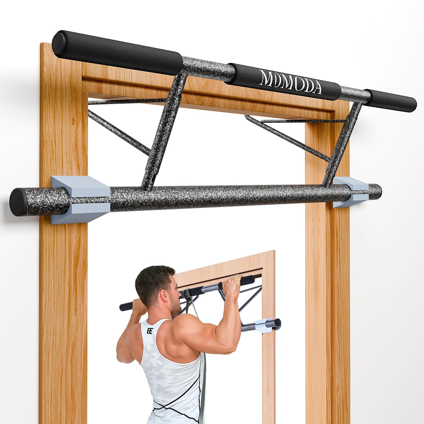Pull Up Bar Doorway, No Screws Portable Chin-Up Bar Door Frame for Home Gym, Multi-grip Upper Body Exercise, Upgrade Folding Hooks for Almost All Doors