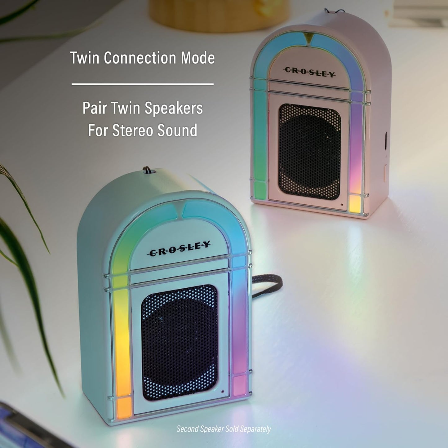 Crosley Aqua Blue Mini Jukebox Bluetooth Speaker with LED Lights