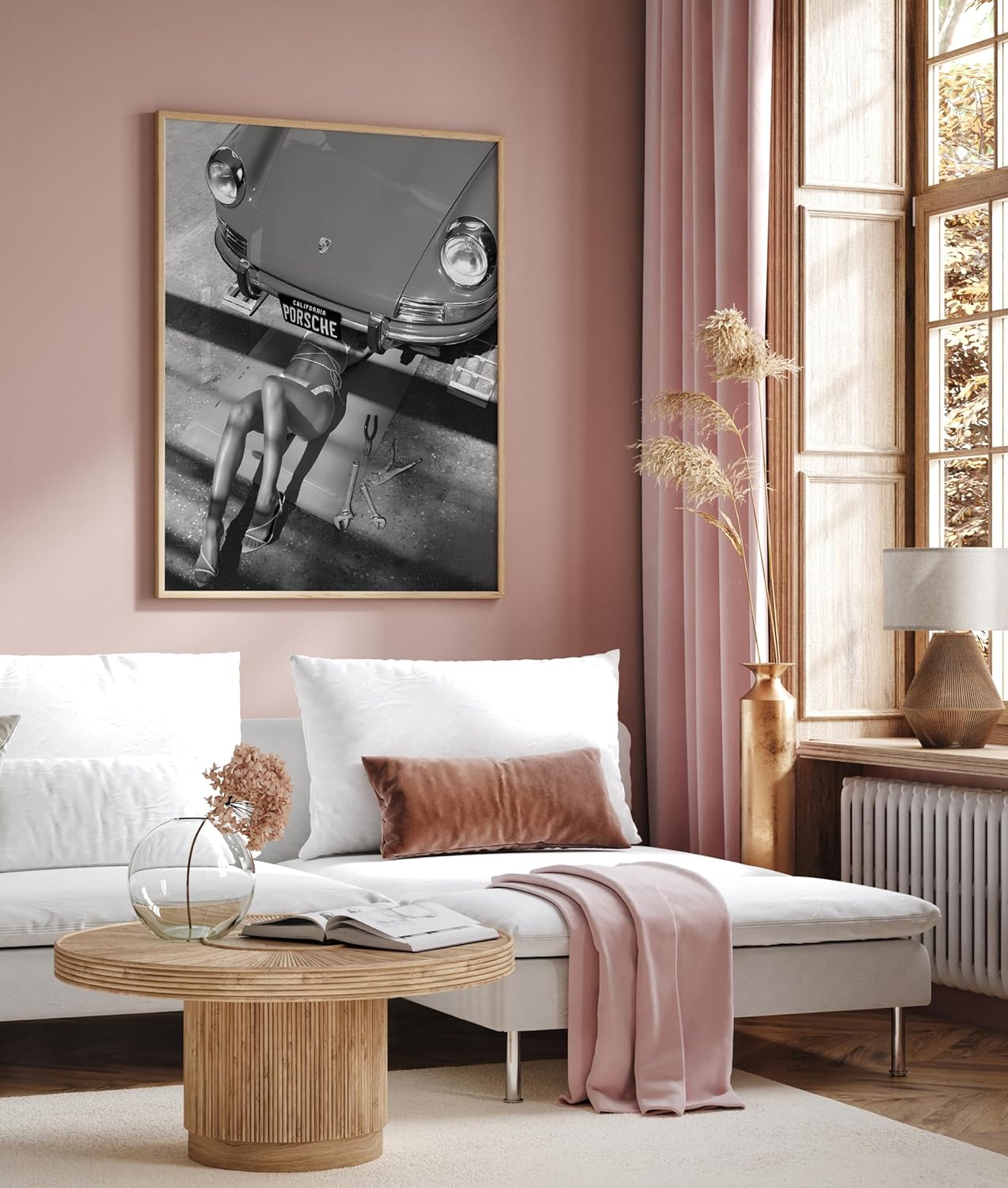 Poster Master | Classic Car Poster - Sexy Mechanic Art Print - Black & White Photography - 8x10 Unframed Decor