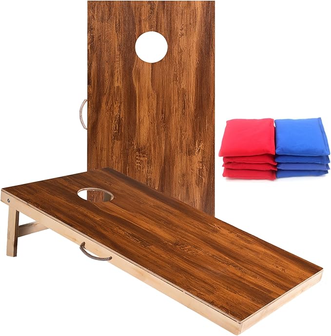 Cornhole Set 4'x2' Cornhole Board Sets with Bags Regulation Size, Corn Hole Games for Adults Outdoor Bean Bag Toss Game, Solid Wood