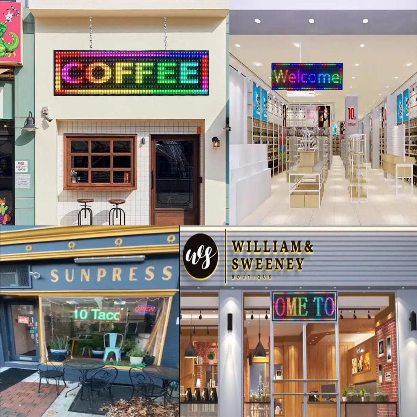 P10 Programmable Outdoor Scrolling LED Sign，39x14 Inch WiFi Controlled Digital Sign，The Perfect Solution for Commercial Advertising