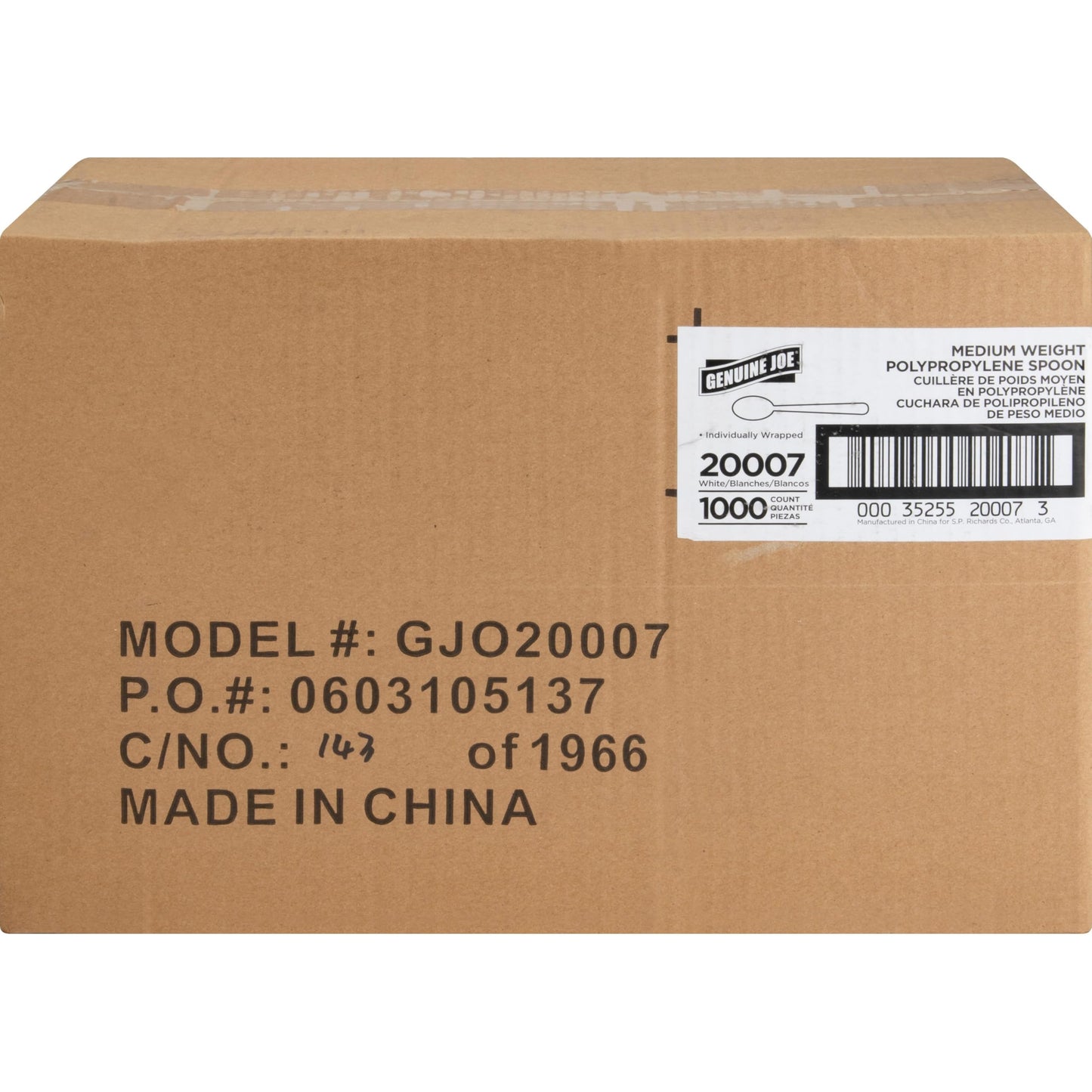 GJO20007 - Genuine Joe Individually Wrapped Spoon