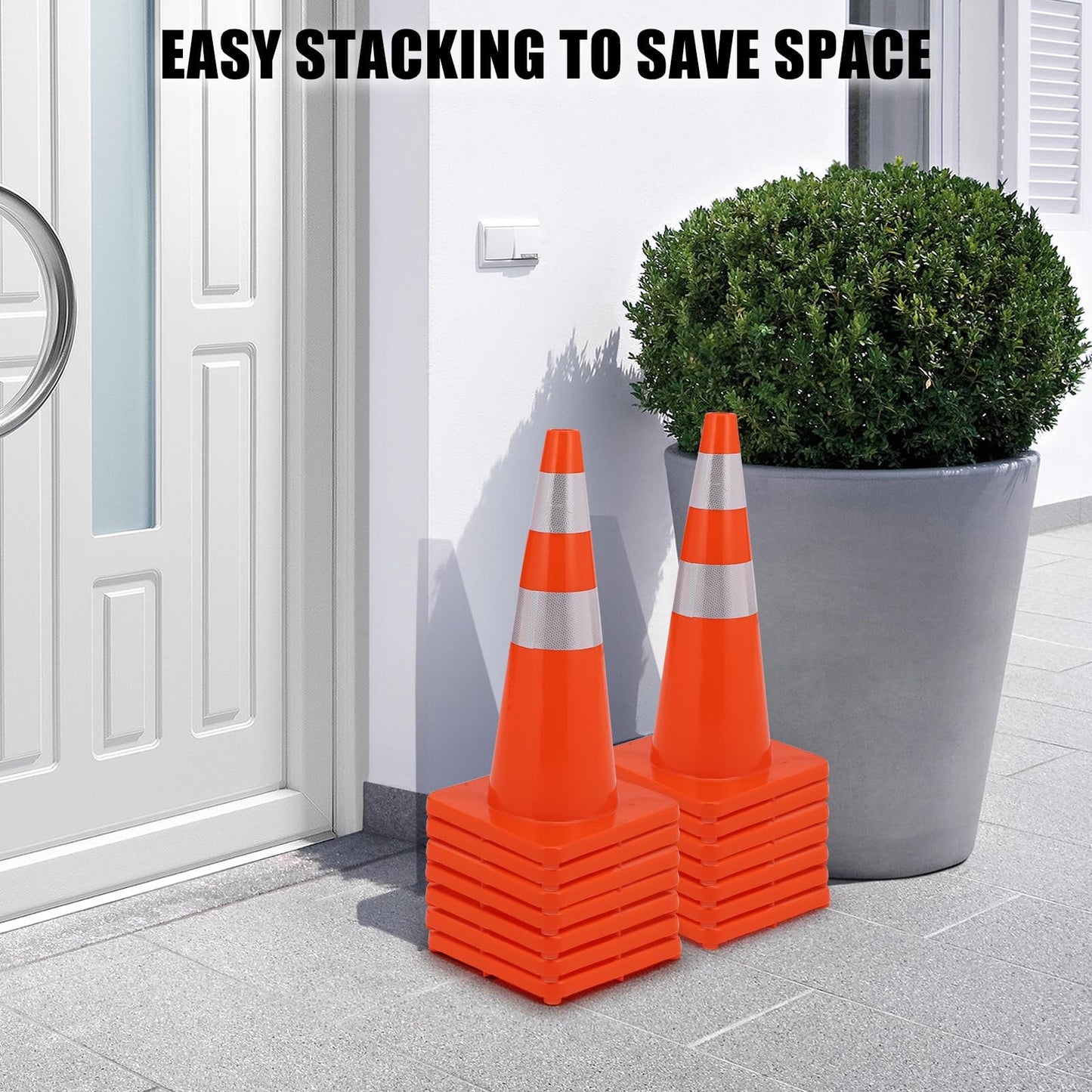 Traffic Safety Cones 28 inch 12 Pcs 28", Traffic Cones with Reflective Collars PVC Orange Construction Cones, Road Safety Parking Cones for Home Driveway Road Parking Use
