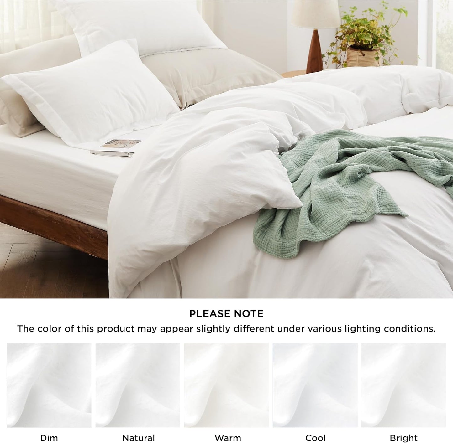Bedsure Duvet Cover Set - King Size 4-Piece Extra Soft Cotton-Like Bedding in White | Zipper Closure & Fitted Sheet