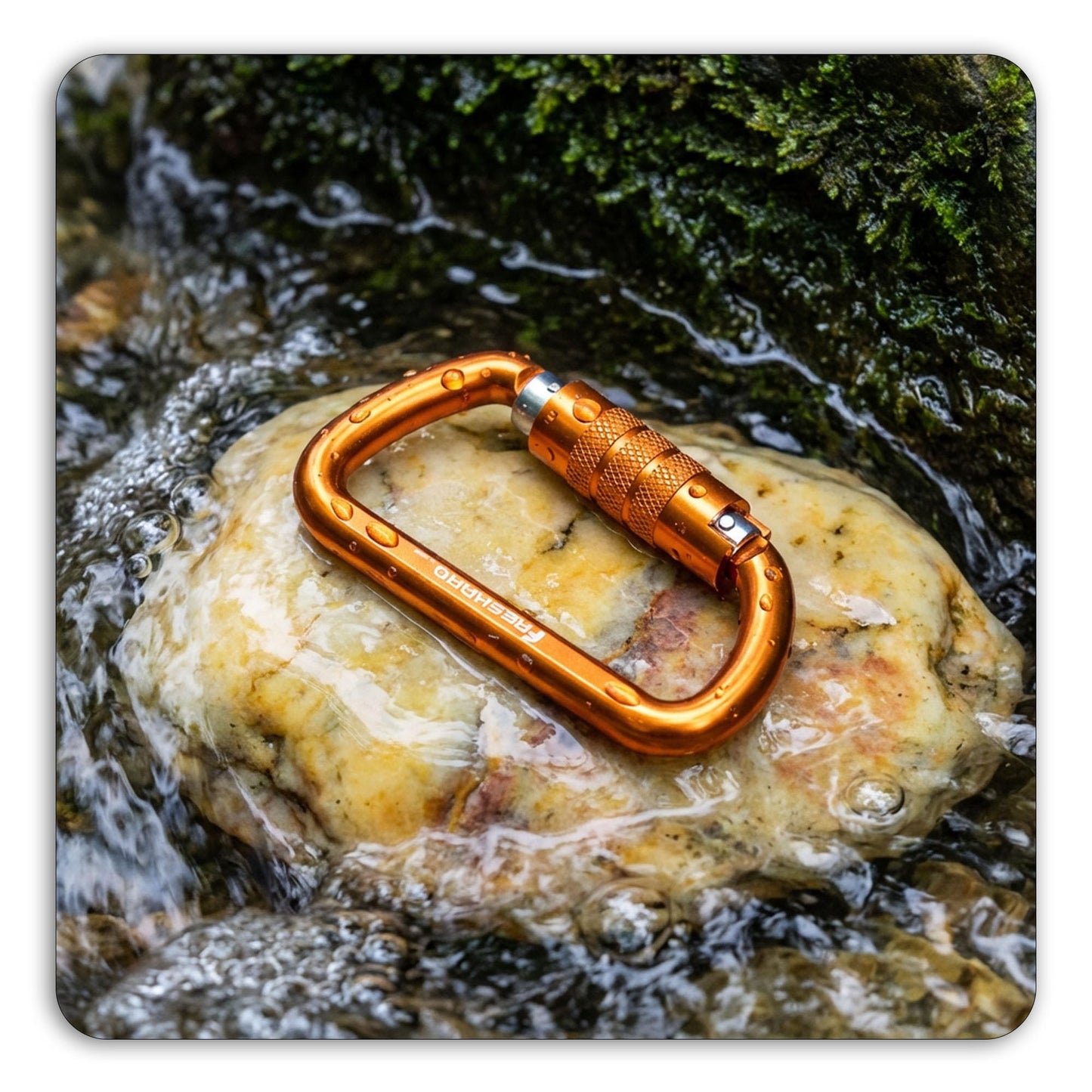 FresKaro 3inch Auto Locking Carabiner Clips, Solid D Shape Style, Heavy Duty Keychain Aluminum Carabiner - Holds a Maximum of 2698lbs, Lightweight 1.09oz, for Hammock, Hiking, Dog Leash, 3pack, Orange